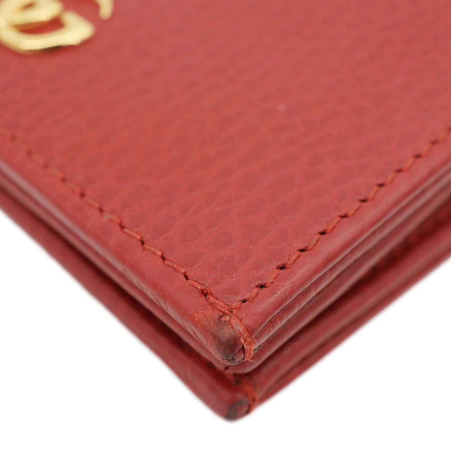 GUCCI GG Marmont Pebbled Leather Wallet Red