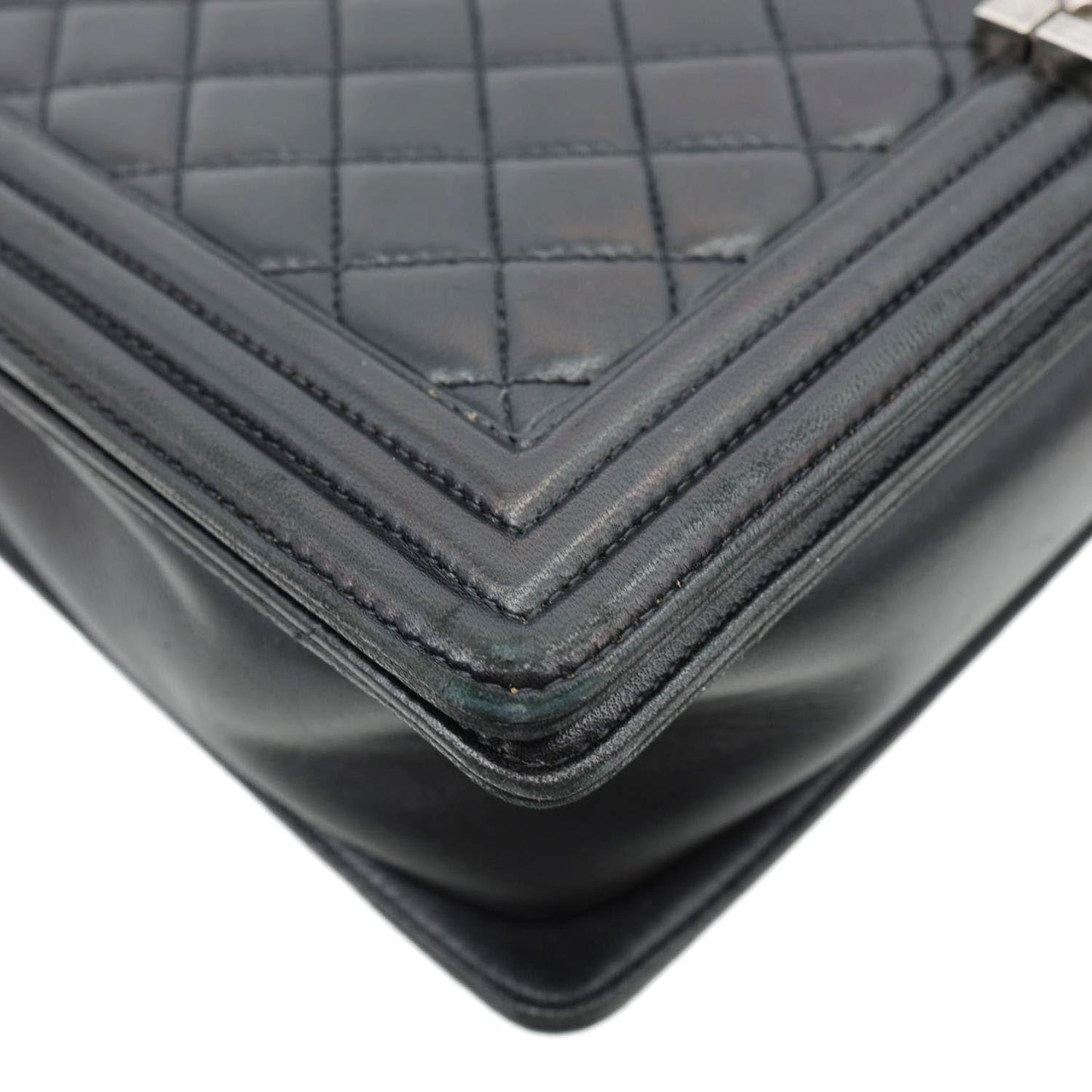 CHANEL Boy Flap Large Quilted Leather Crossbody Bag Black