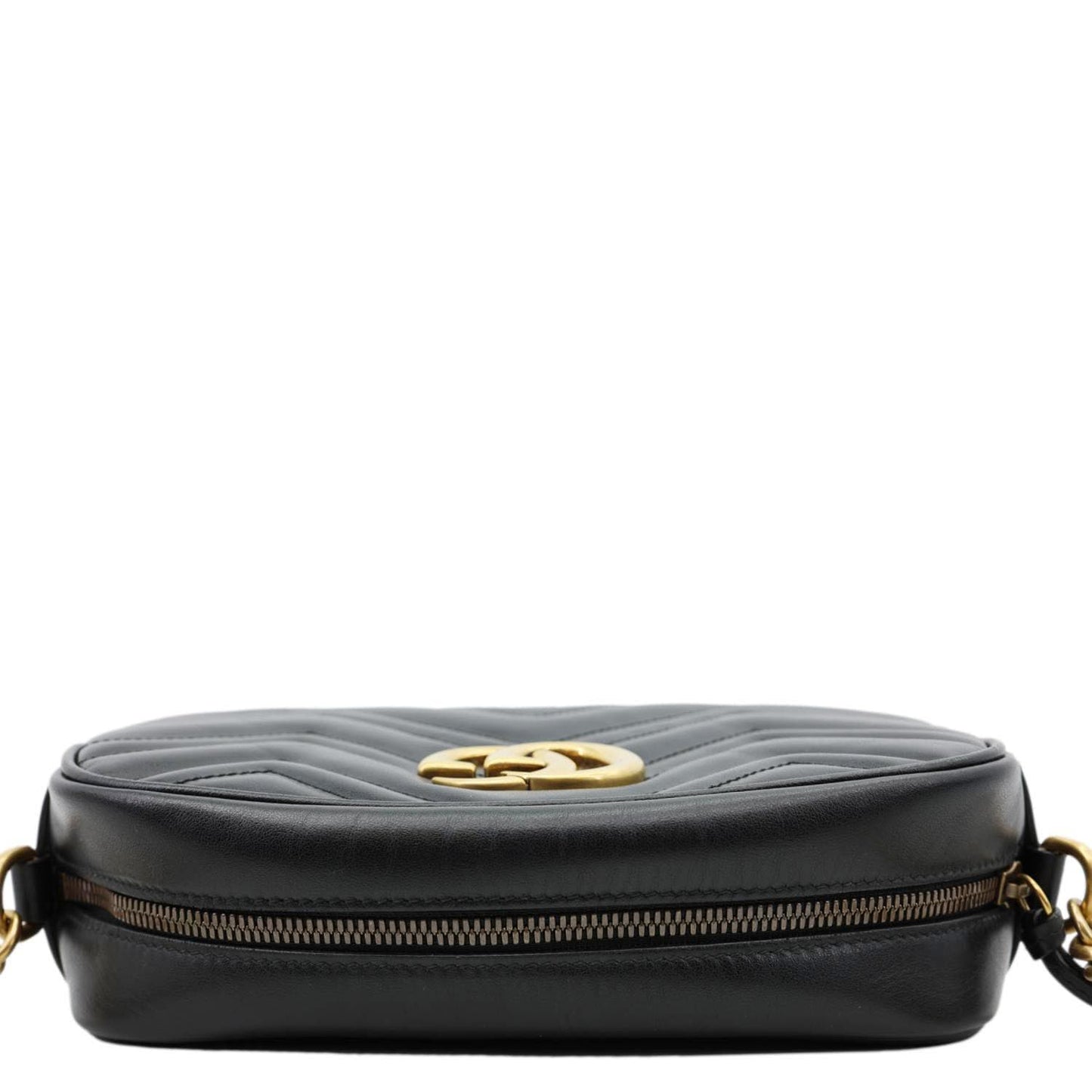 GUCCI GG Marmont Small Matelasse Chevron Leather Camera Bag Black 447632