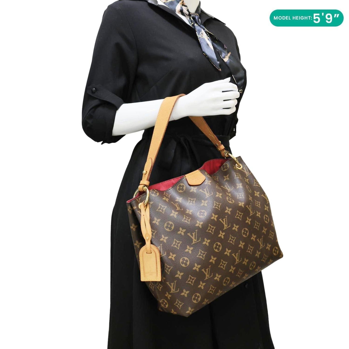 LOUIS VUITTON Graceful PM Monogram Canvas Hobo Bag Brown