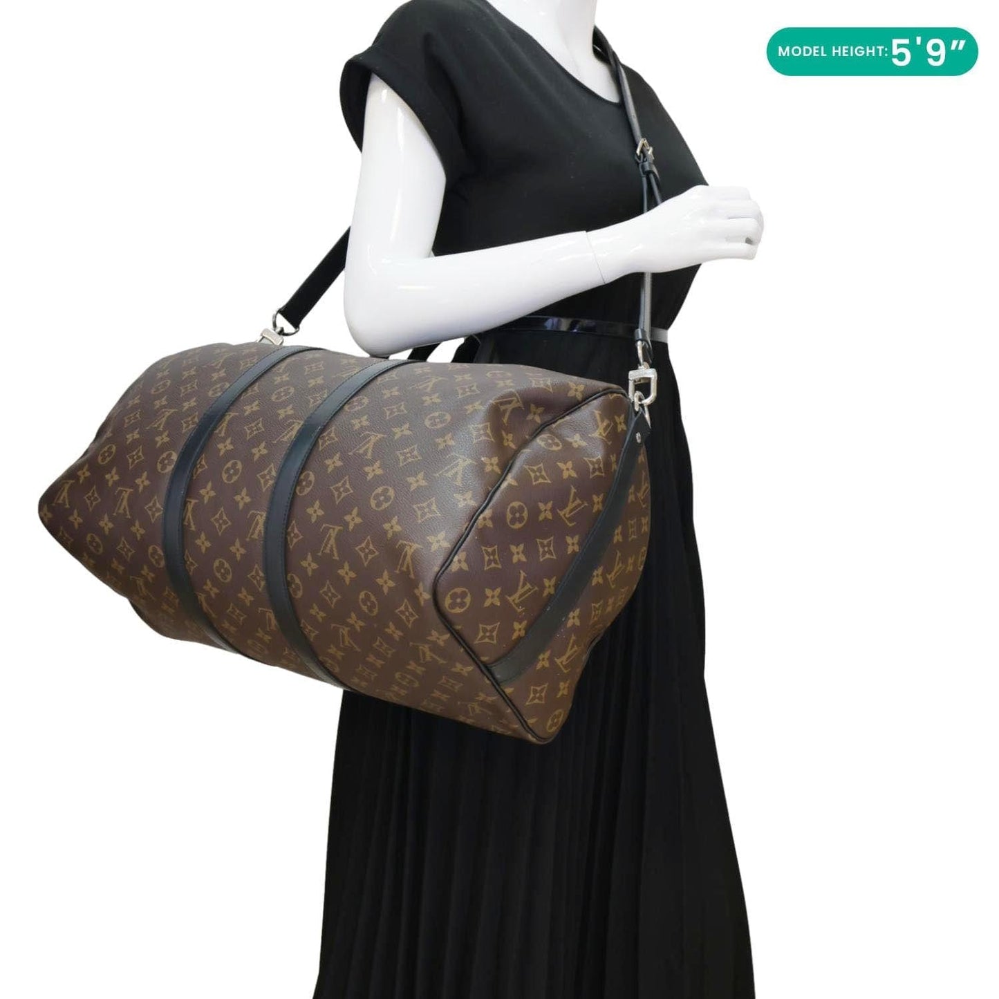 LOUIS VUITTON Keepall 45 Bandouliere Monogram Canvas Travel Bag Black