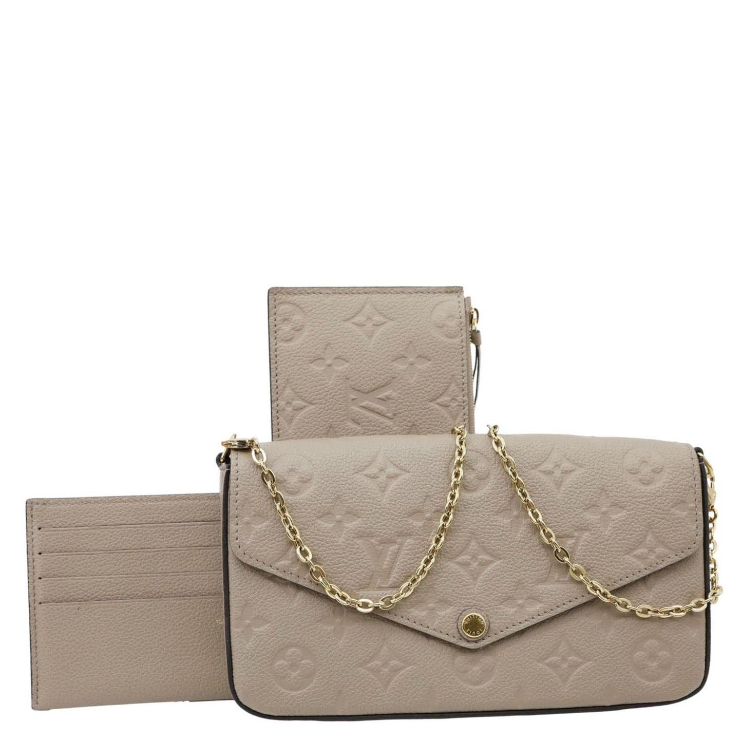 LOUIS VUITTON Felicie Pochette Monogram Empreinte Crossbody Bag Beige