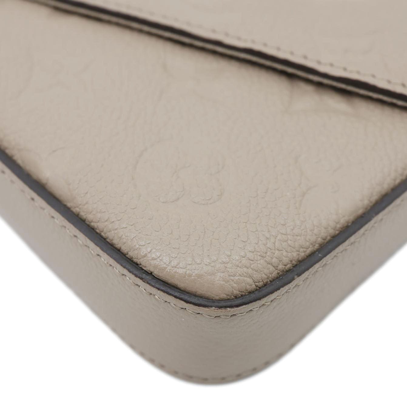 LOUIS VUITTON Felicie Pochette Monogram Empreinte Crossbody Bag Beige