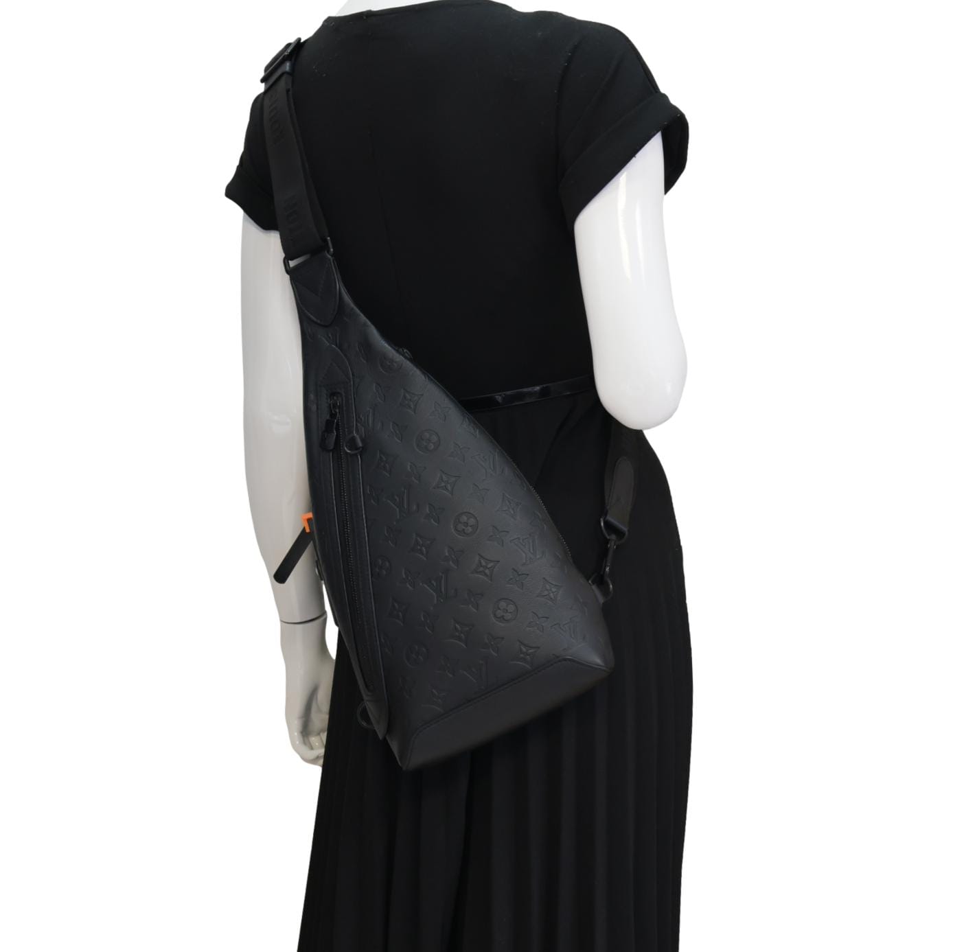 LOUIS VUITTON Duo Slingbag Monogram Shadow Leather Crossbody Bag Black