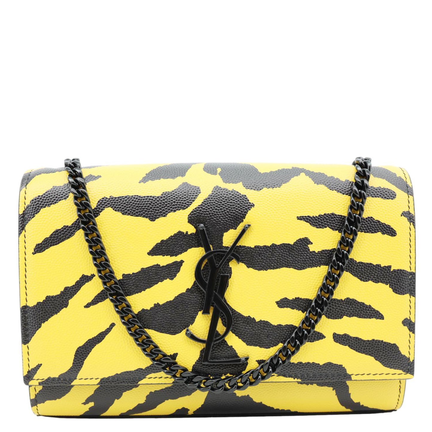 YVES SAINT LAURENT Classic Kate Zebra Print Leather Crossbody Bag Yellow