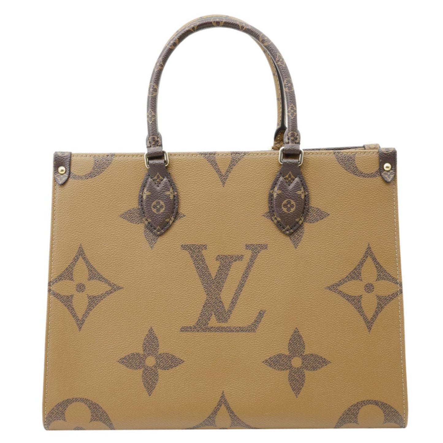 LOUIS VUITTON Onthego MM Giant Monogram Reverse Canvas Tote Bag Brown