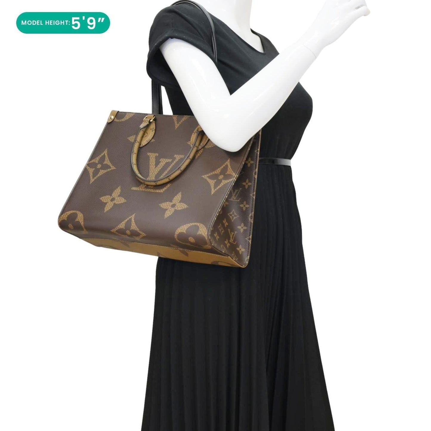 LOUIS VUITTON Onthego MM Giant Monogram Reverse Canvas Tote Bag Brown