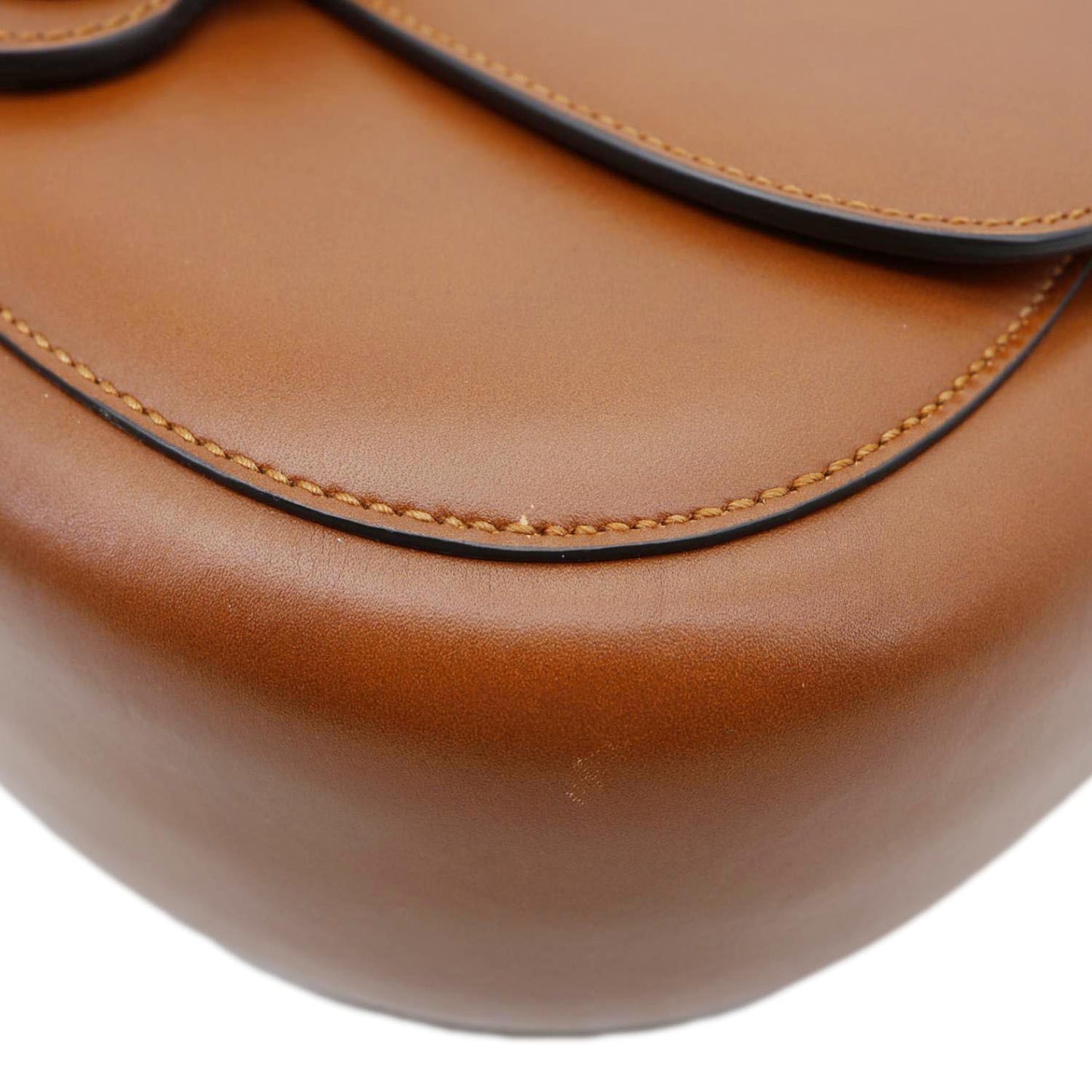 GUCCI Logo Small Embossed Calfskin Leather Shoulder Bag Brown 679540