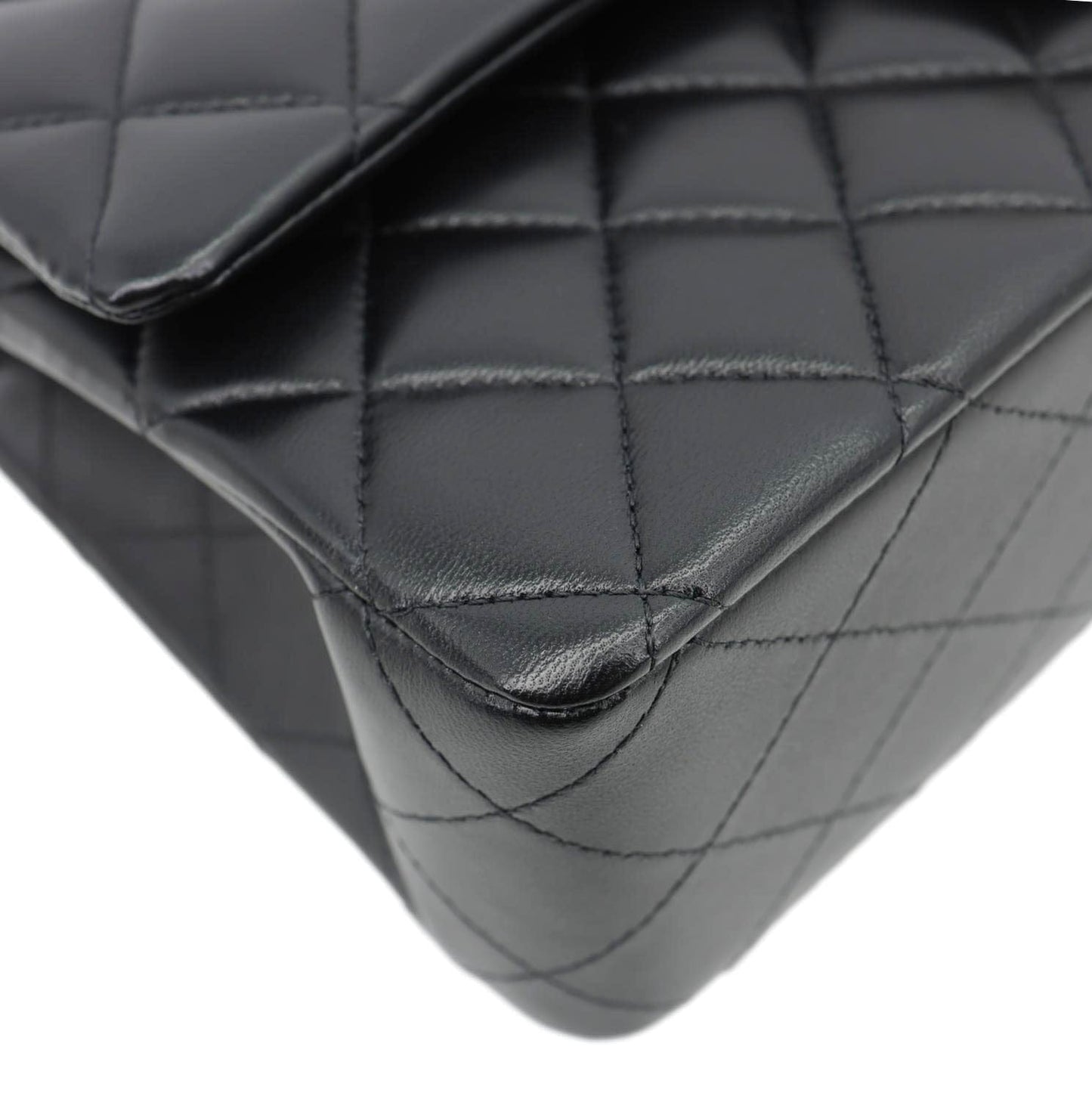 CHANEL Classic Double Flap Medium Quilted Leather Shoulder Bag Black