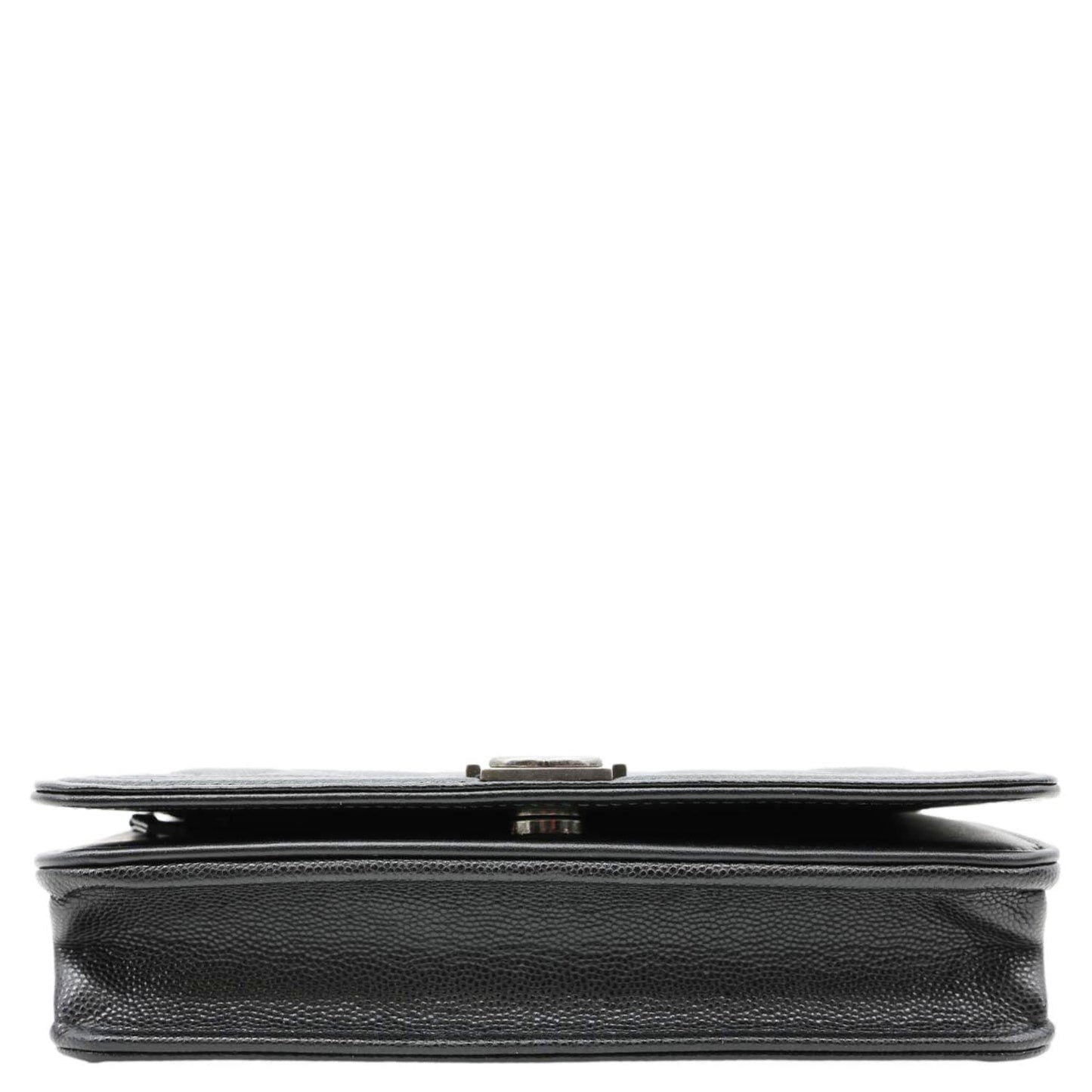 CHANEL Boy Quilted Caviar Leather Wallet On Chain Crossbody Bag Black