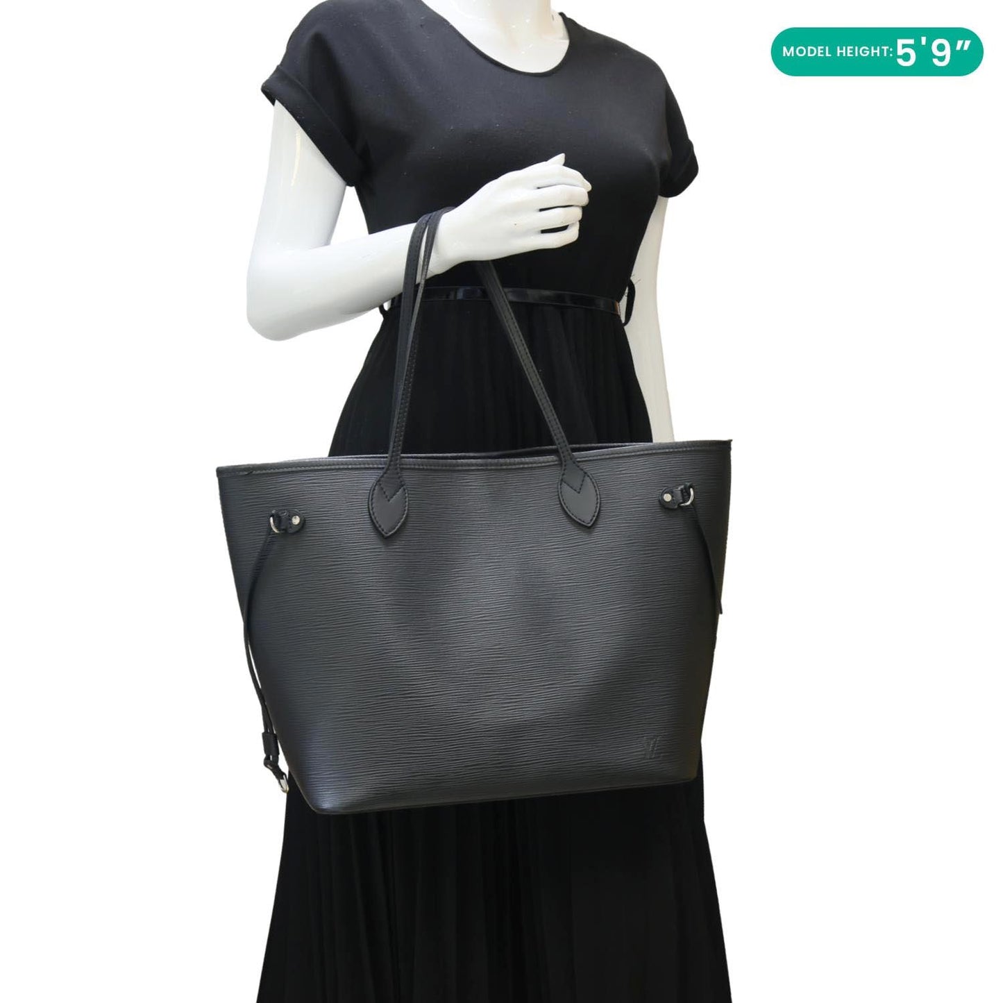 LOUIS VUITTON Neverfull MM Epi Leather Tote Shoulder Bag Black