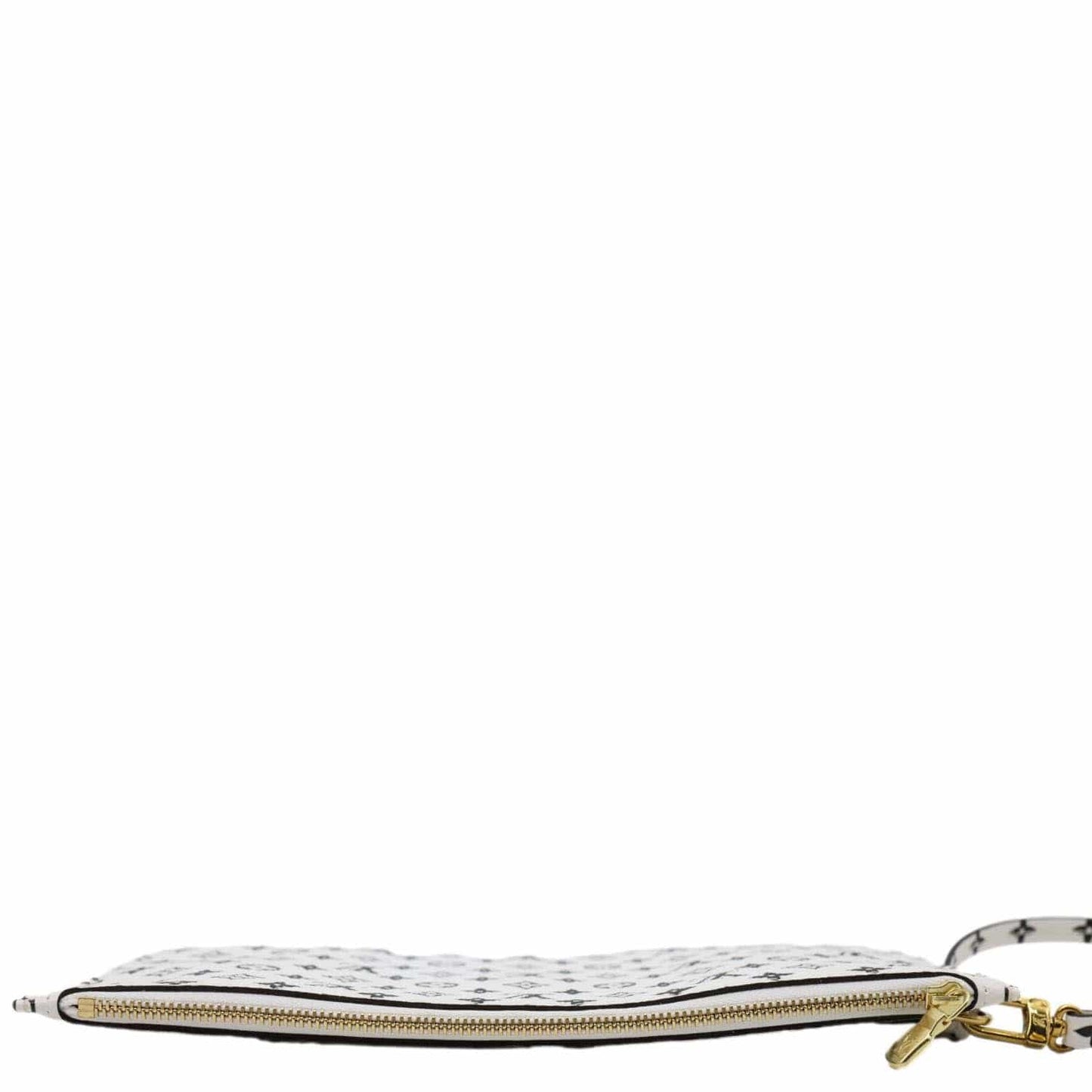 LOUIS VUITTON Neverfull MM Pochette Monogram Canvas Wristlet White