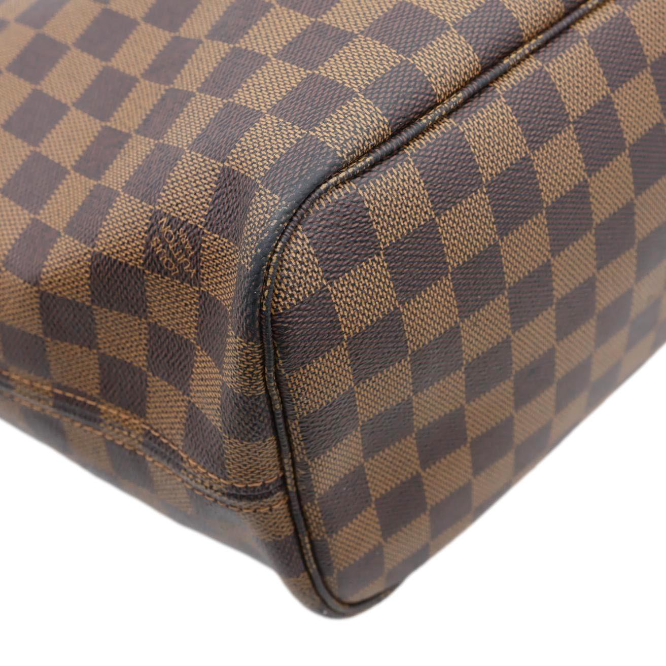 LOUIS VUITTON Neverfull MM Damier Ebene Tote Bag Brown