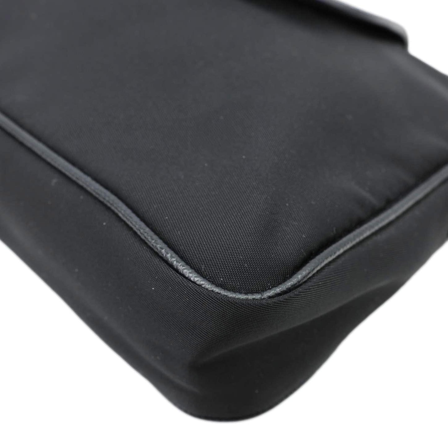 PRADA Tessuto Saffiano Chain Shoulder Bag Black
