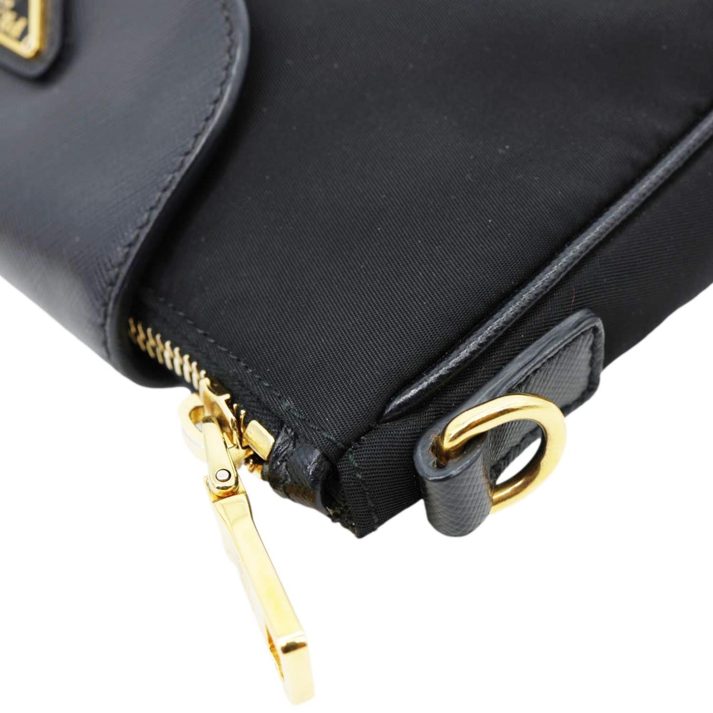 PRADA Tessuto Saffiano Chain Shoulder Bag Black