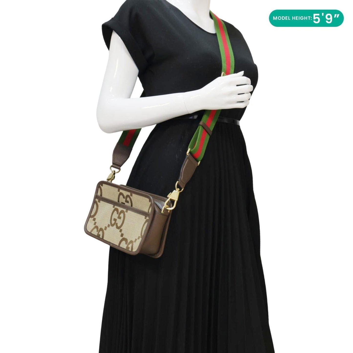 GUCCI Mini Jumbo GG Canvas Crossbody Bag Beige 696075