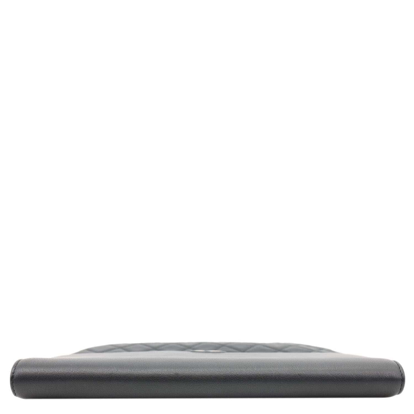 CHANEL CC Box O Case Quilted Leather Pouch Black