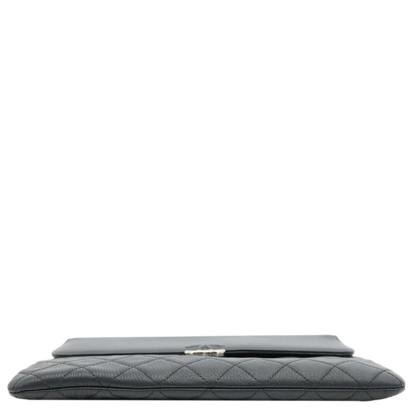 CHANEL CC Box O Case Quilted Leather Pouch Black
