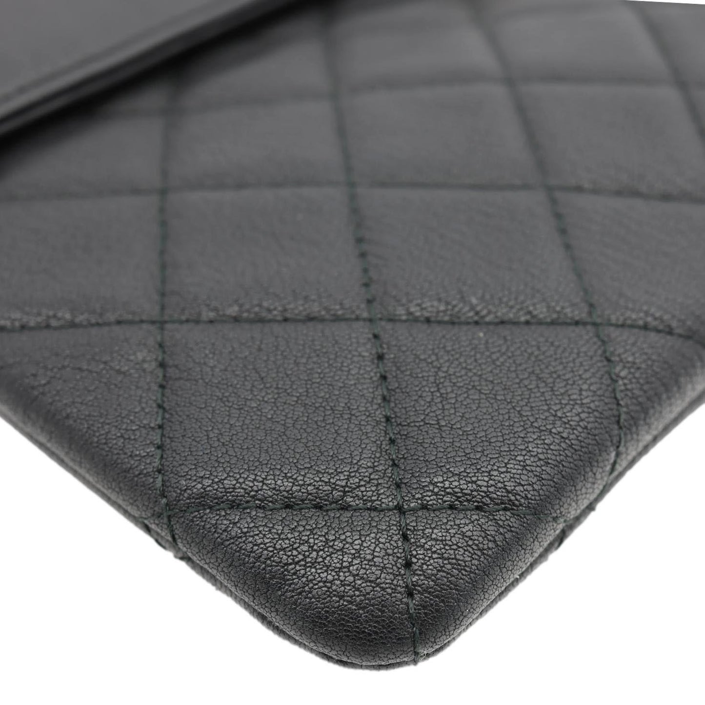CHANEL CC Box O Case Quilted Leather Pouch Black