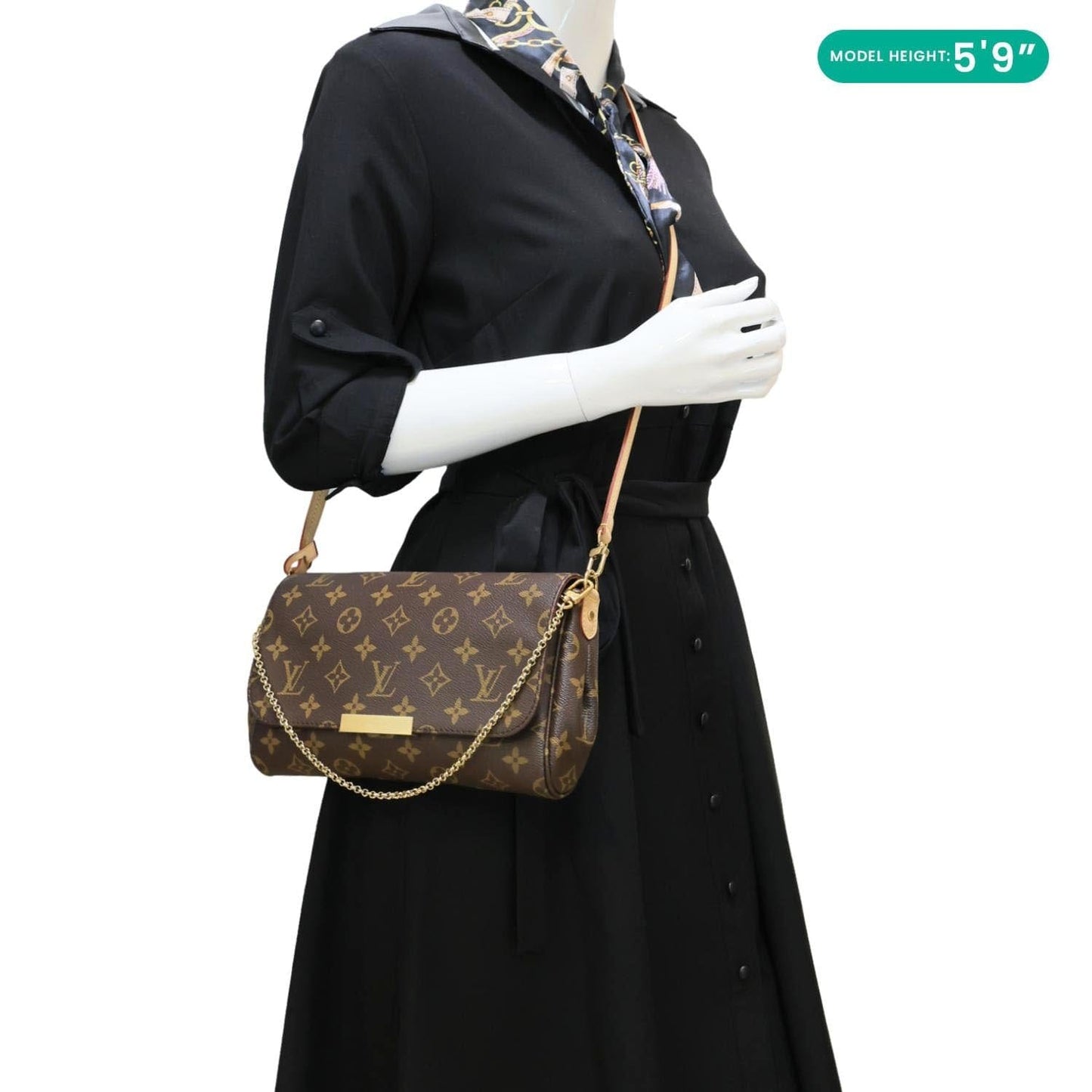 LOUIS VUITTON Favorite MM Monogram Canvas Shoulder Bag Brown