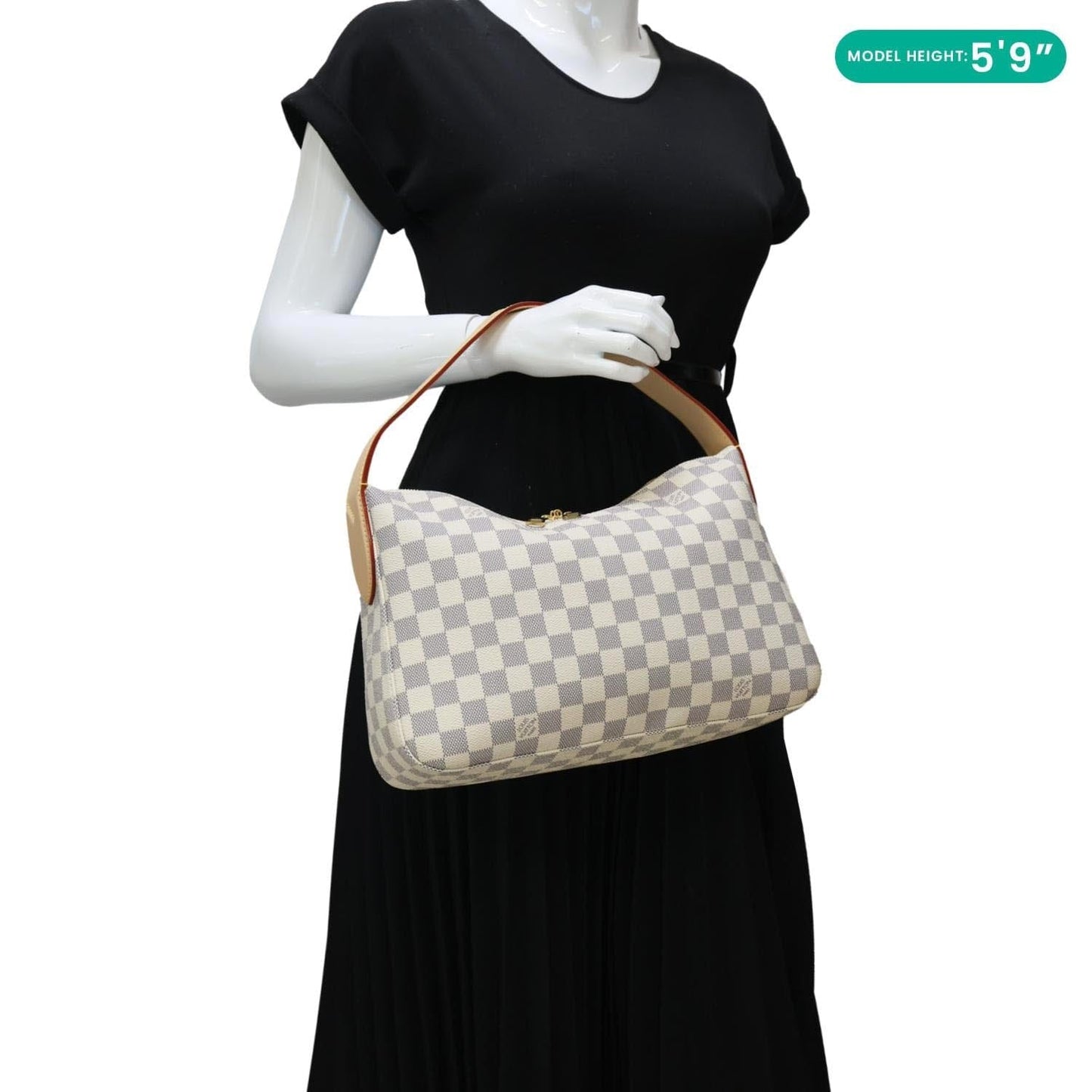LOUIS VUITTON Slouchy PM Damier Azur Hobo Bag Rose Ballerine