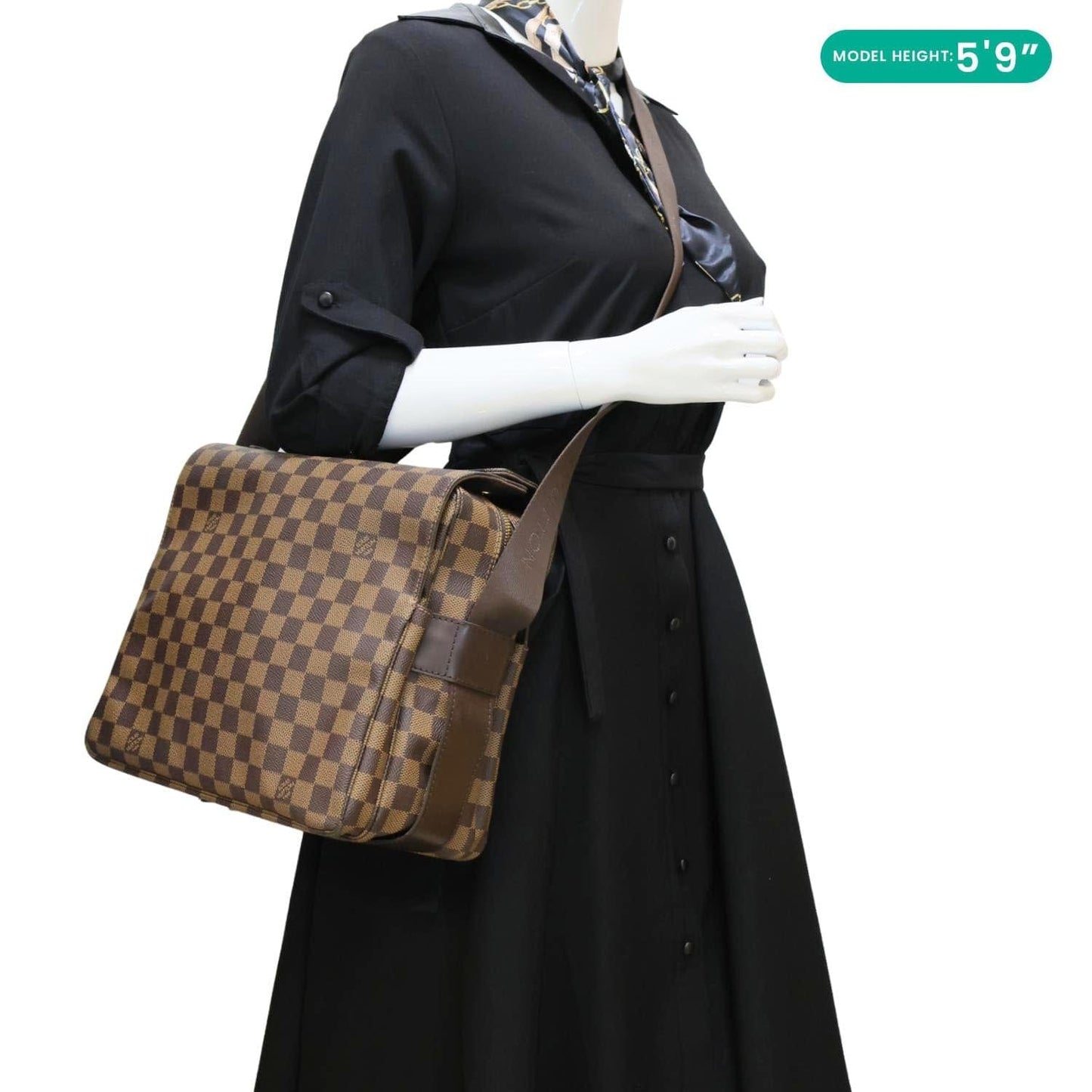 LOUIS VUITTON Naviglio Damier Ebene Messenger Bag Brown