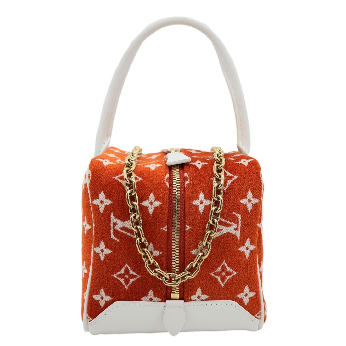 LOUIS VUITTON Match Square Monogram Jacquard Velvet Tote Bag Orange