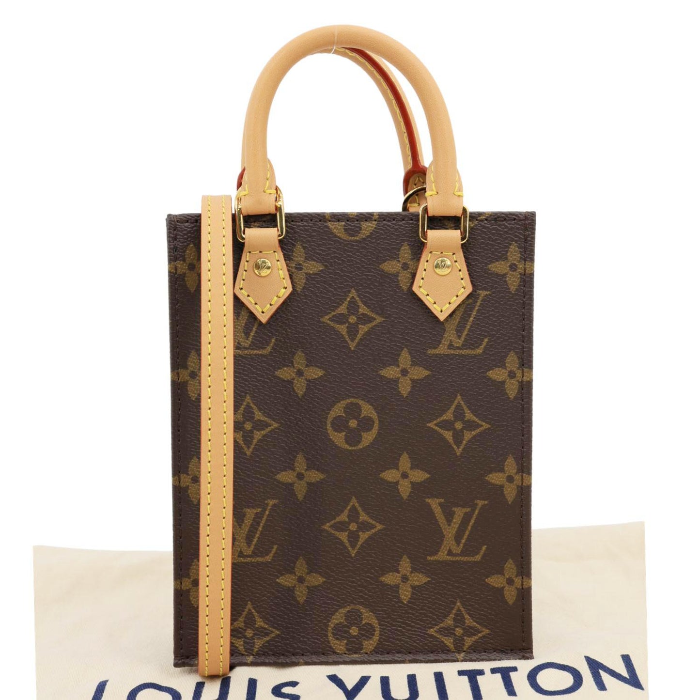 LOUIS VUITTON Petit Sac Plat Monogram Canvas Shoulder Bag Brown