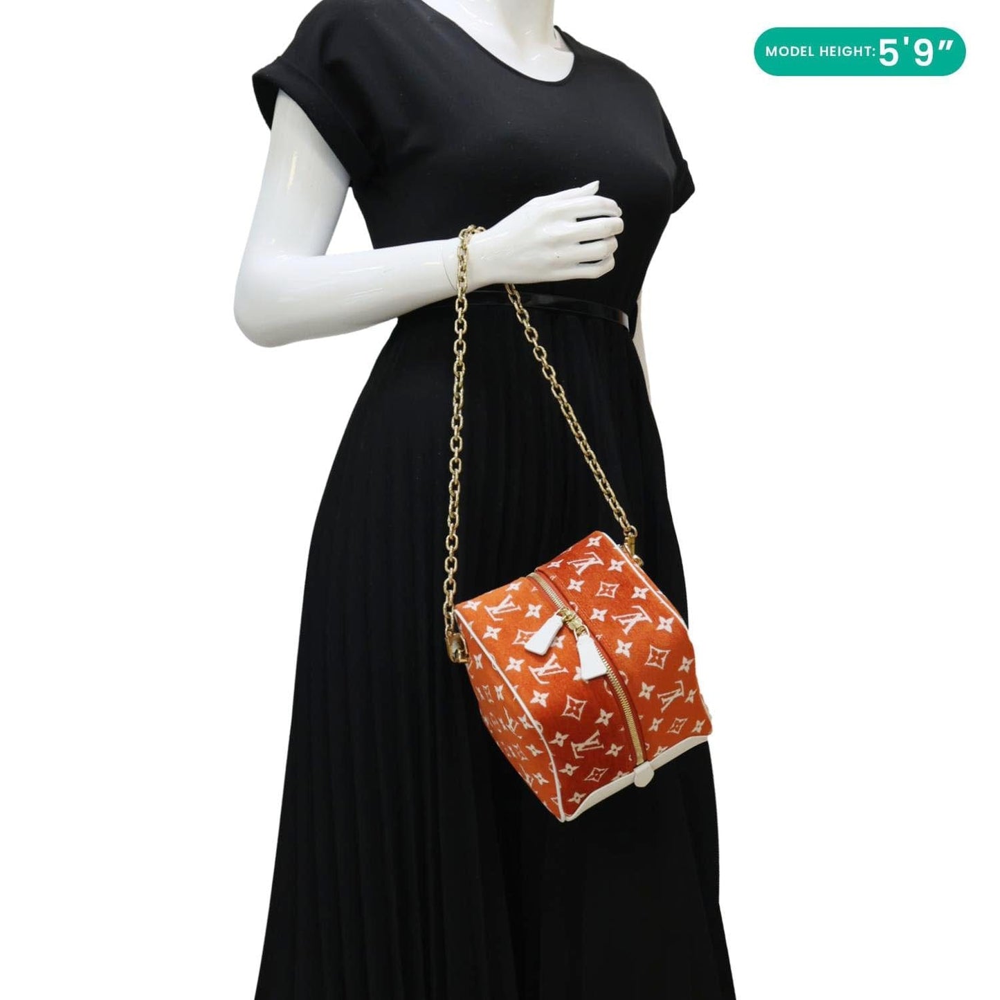 LOUIS VUITTON Match Square Monogram Jacquard Velvet Tote Bag Orange