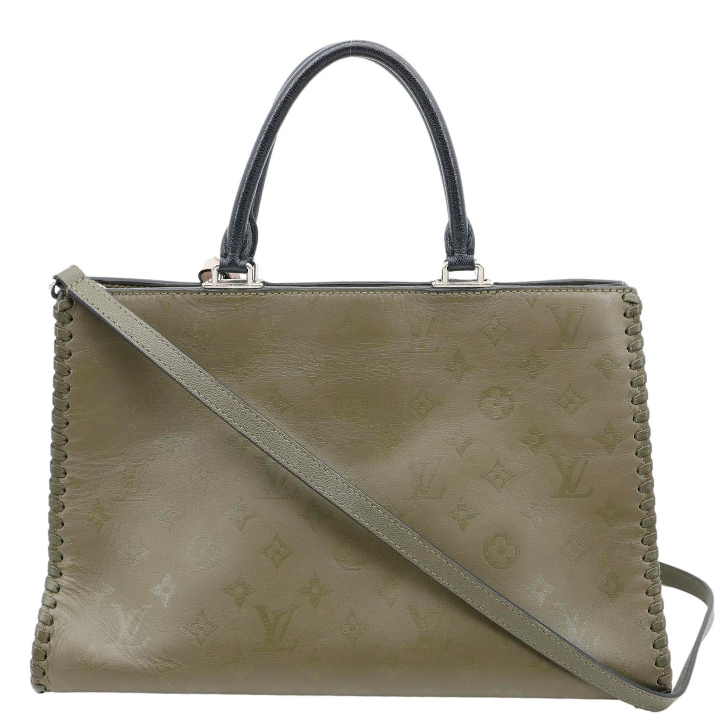 LOUIS VUITTON Very Zipped Monogram Leather Tote Shoulder Bag Green