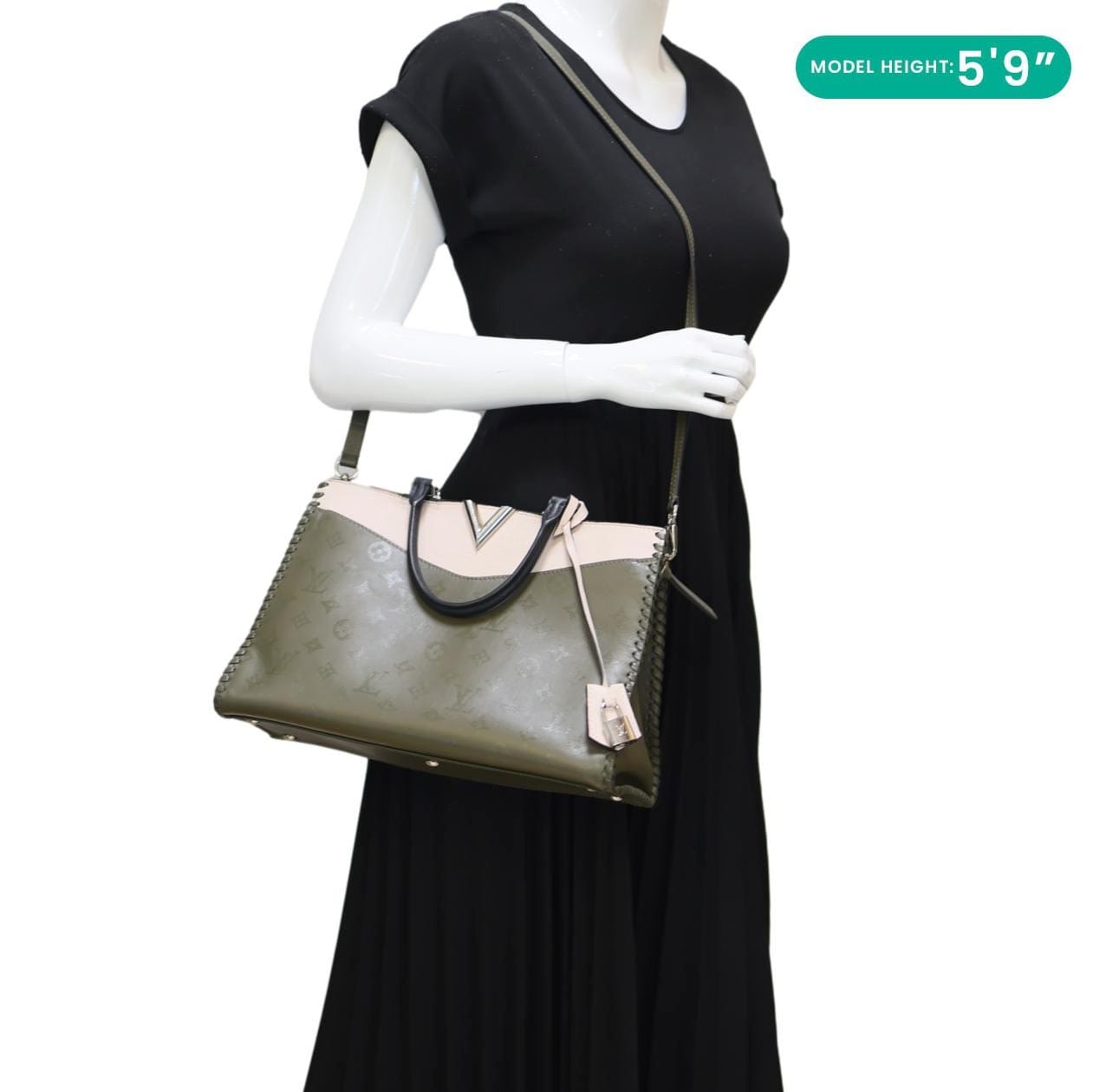 LOUIS VUITTON Very Zipped Monogram Leather Tote Shoulder Bag Green