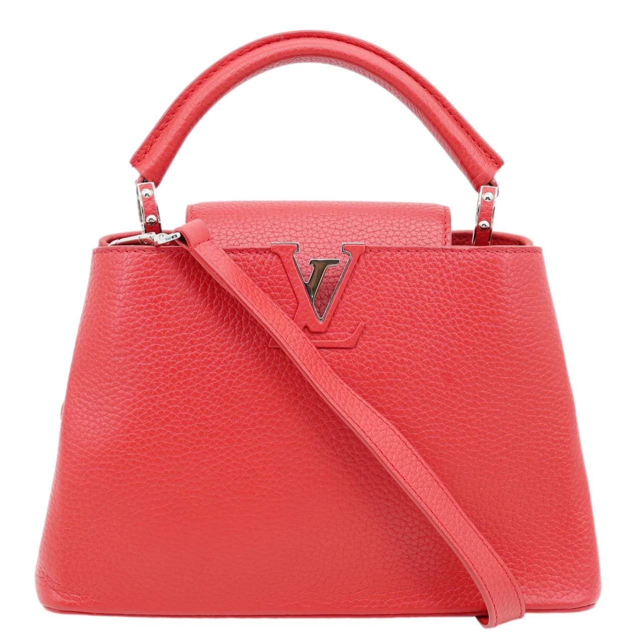 LOUIS VUITTON Capucines BB Taurillon Leather Satchel Bag Red