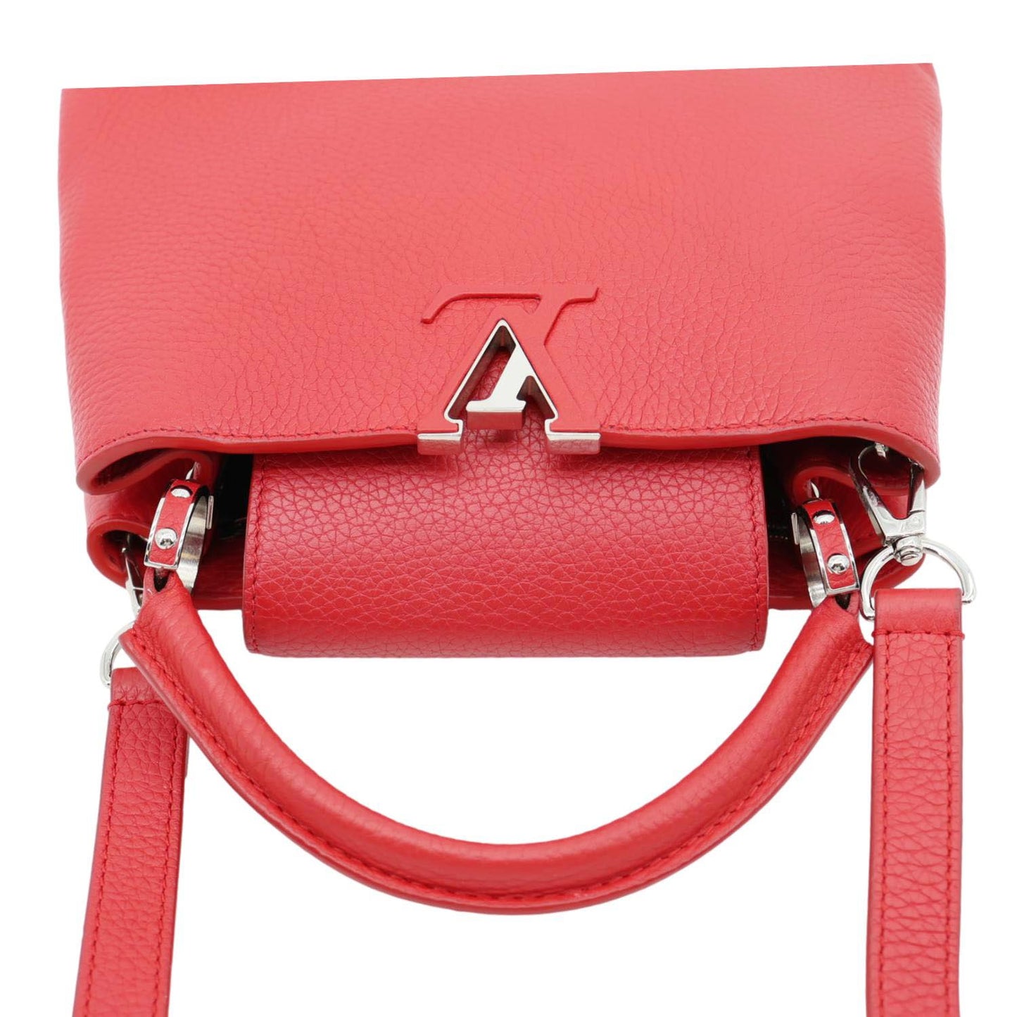 LOUIS VUITTON Capucines BB Taurillon Leather Satchel Bag Red