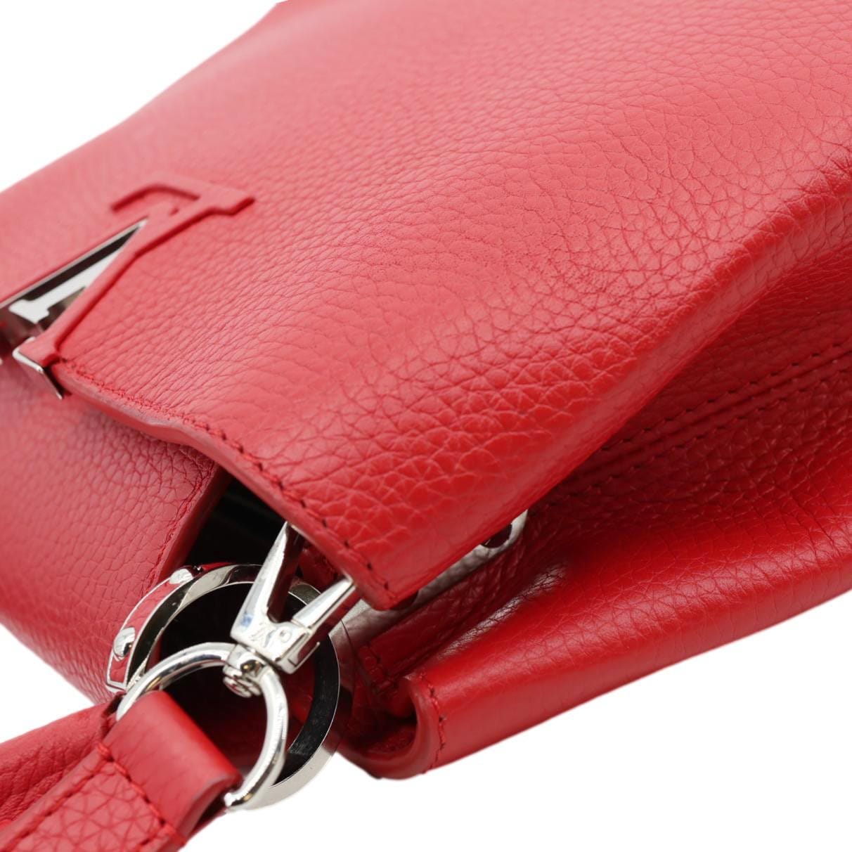 LOUIS VUITTON Capucines BB Taurillon Leather Satchel Bag Red