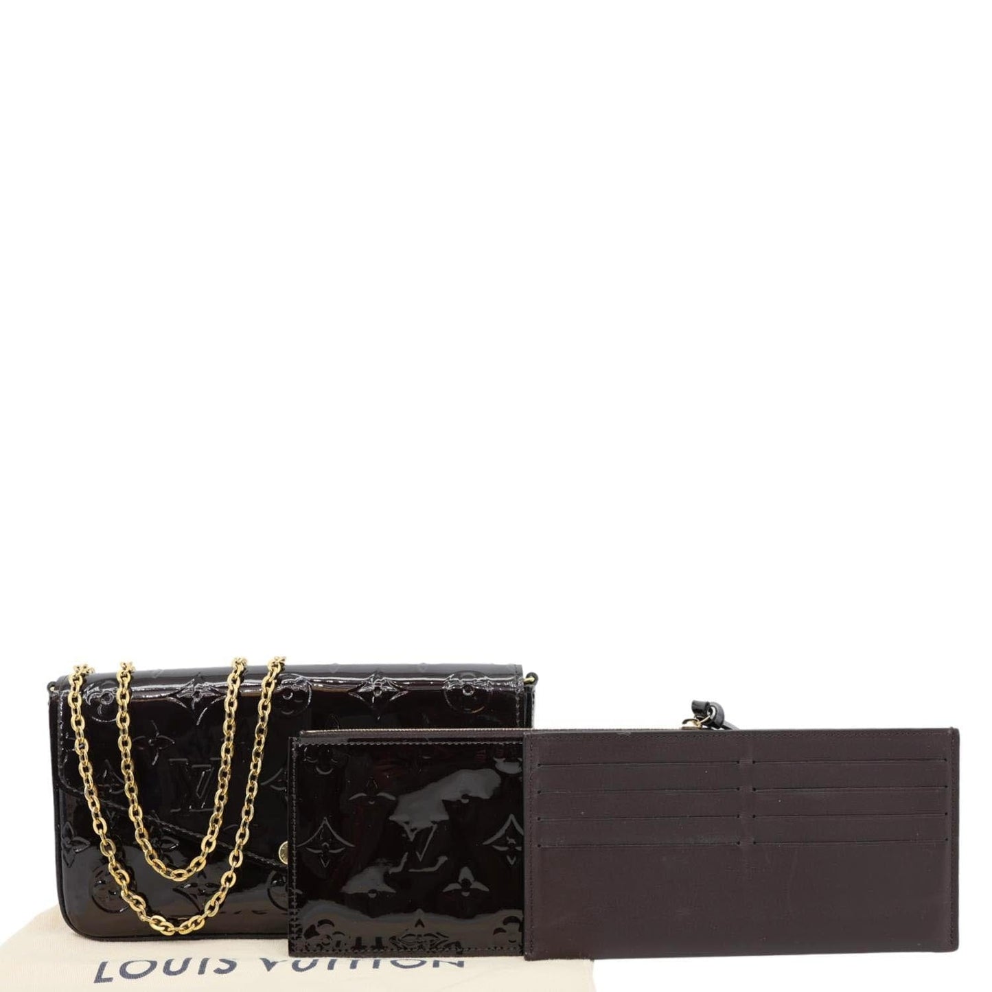 LOUIS VUITTON Felicie Pochette Monogram Vernis Shoulder Bag Amarante