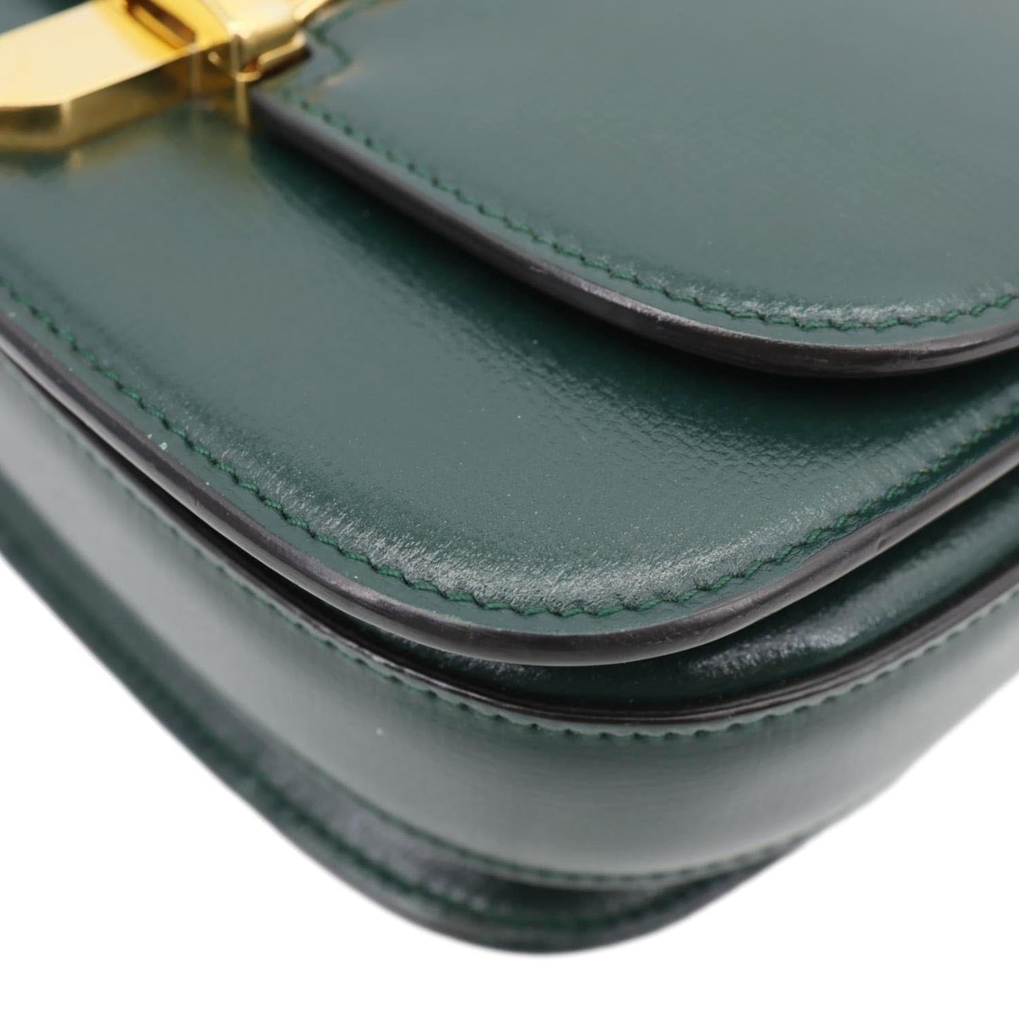 GUCCI Sylvie 1969 Mini Leather Shoulder Bag Green 615965