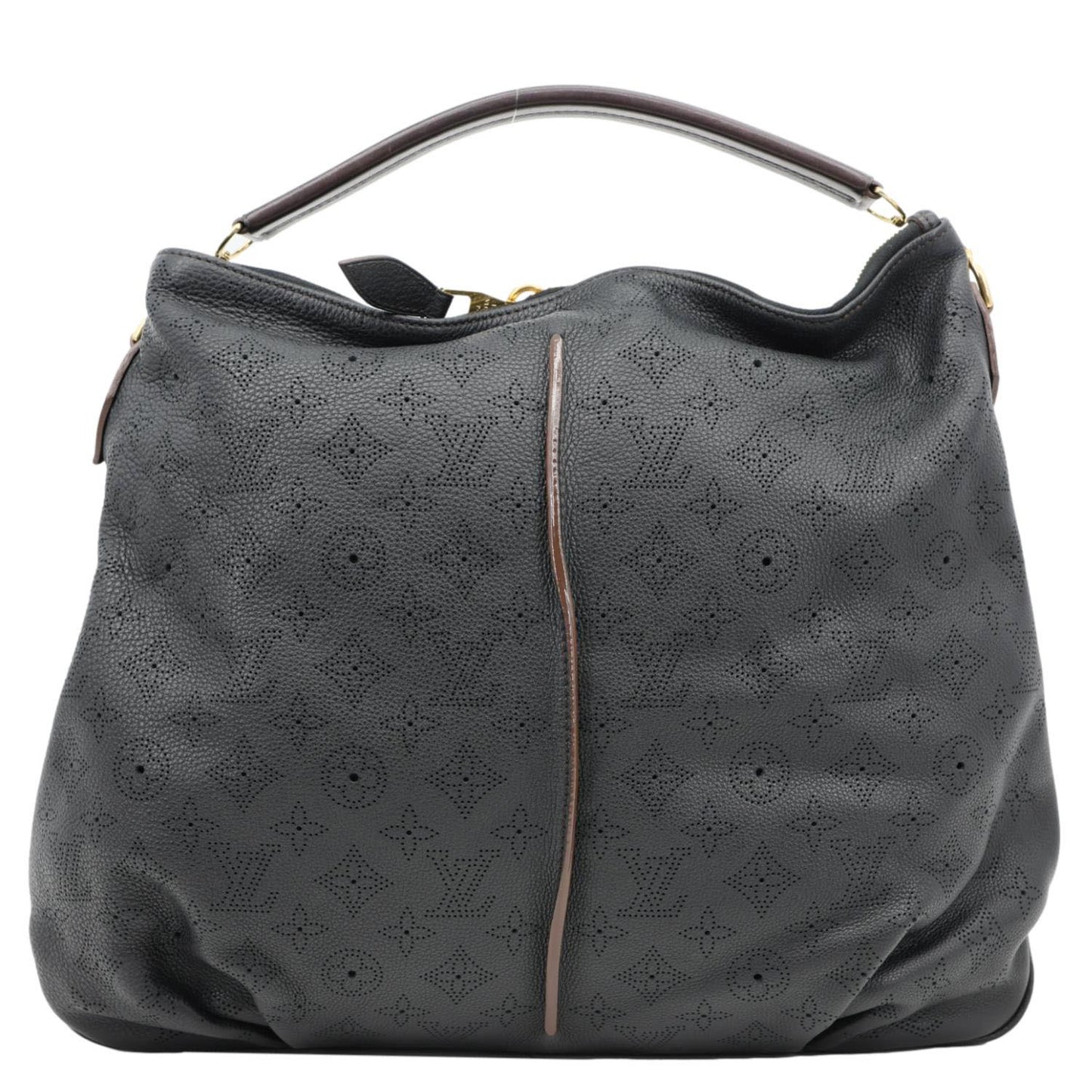 LOUIS VUITTON Selene MM Mahina Leather Tote Shoulder Bag Black