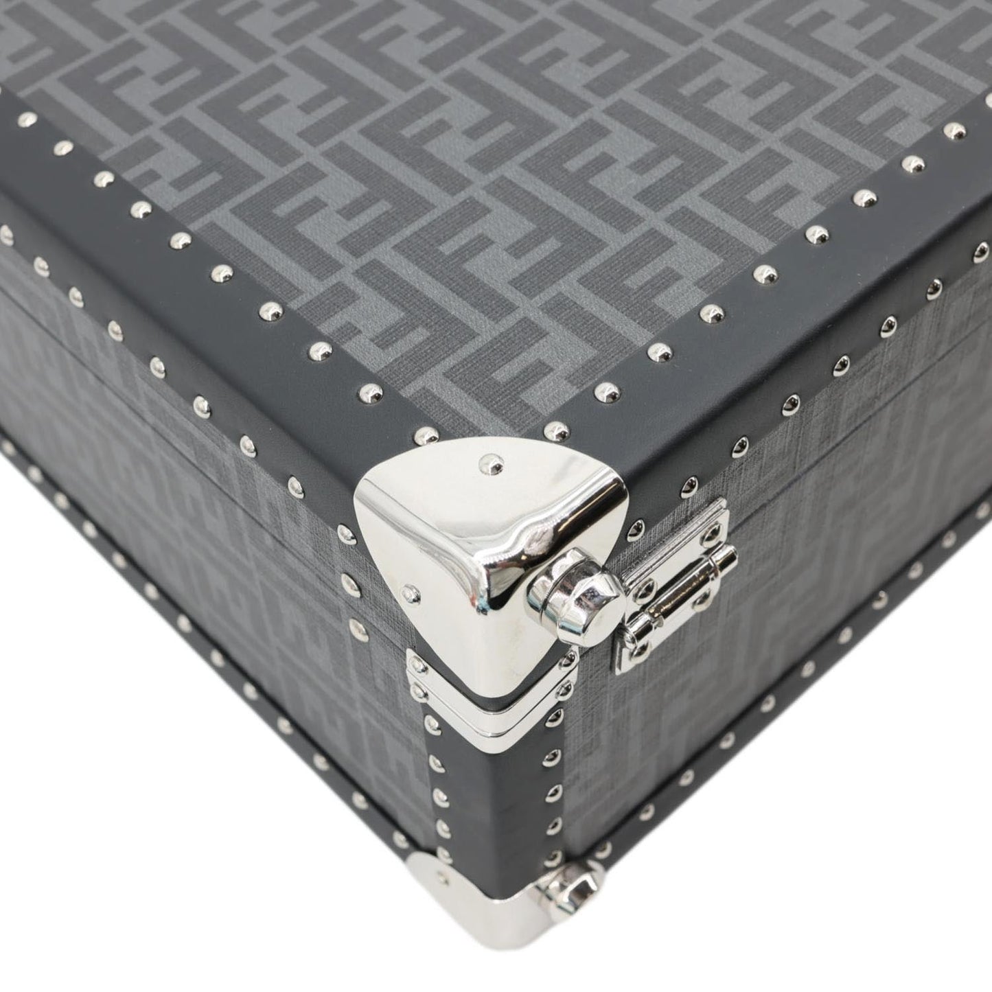 FENDI FF Logo Large Zucca Canvas Rigid Suitcase Grey