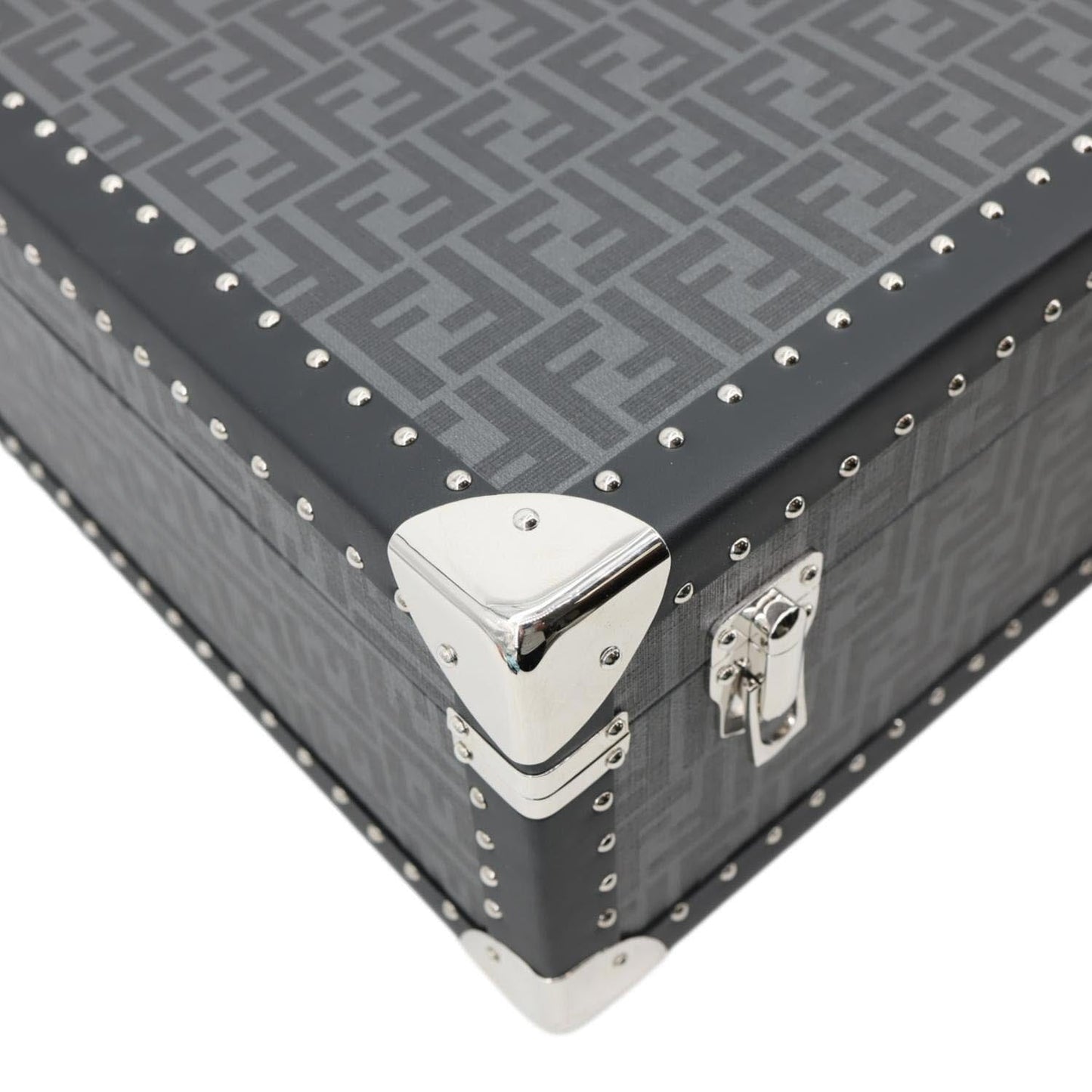 FENDI FF Logo Large Zucca Canvas Rigid Suitcase Grey