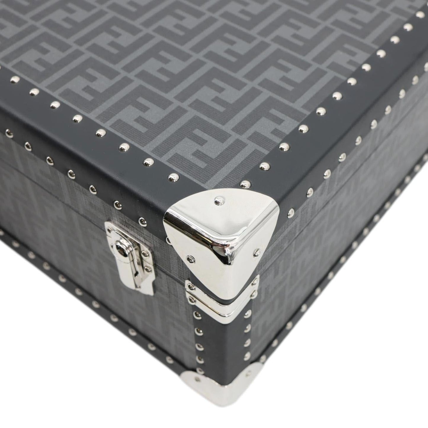 FENDI FF Logo Large Zucca Canvas Rigid Suitcase Grey