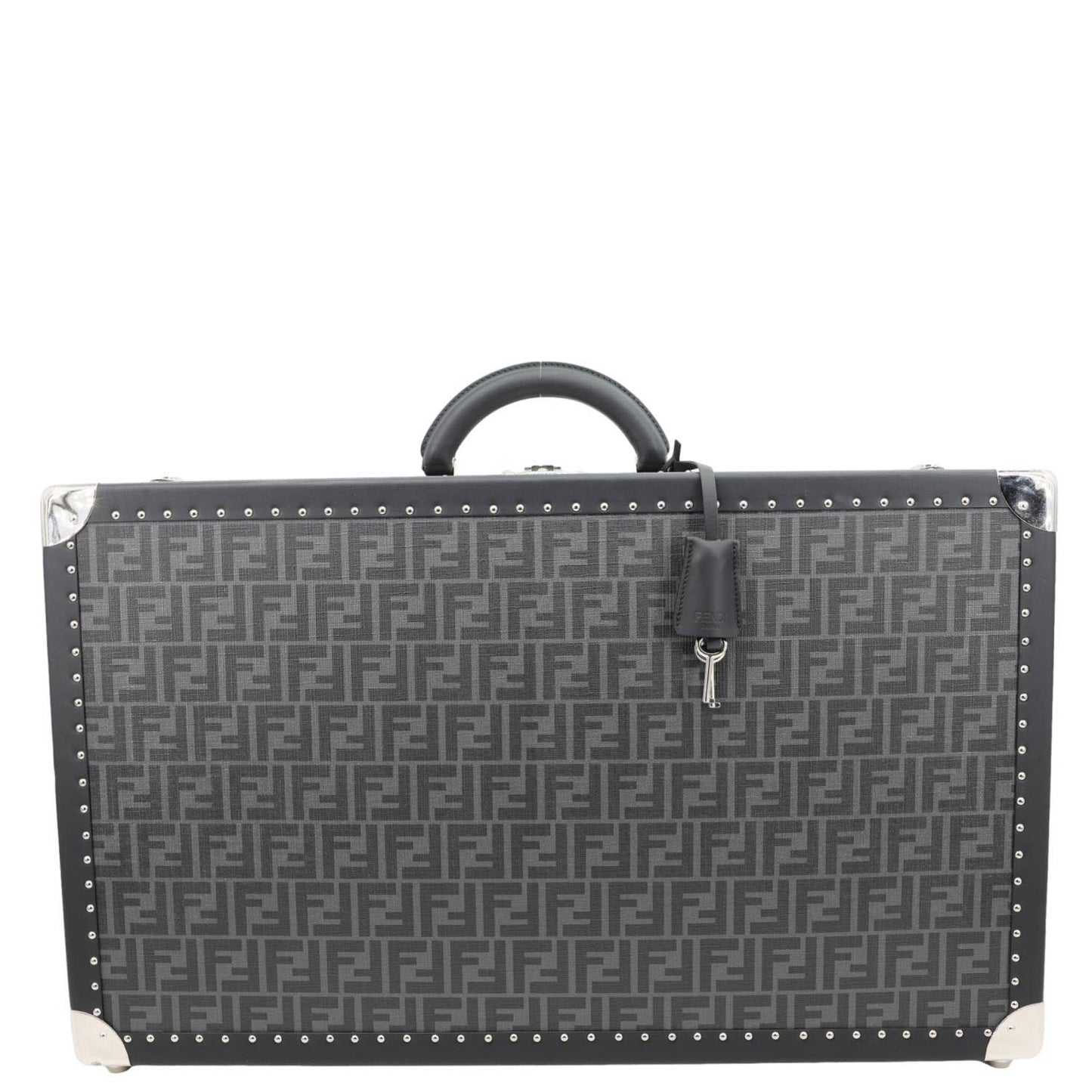 FENDI FF Logo Large Zucca Canvas Rigid Suitcase Grey