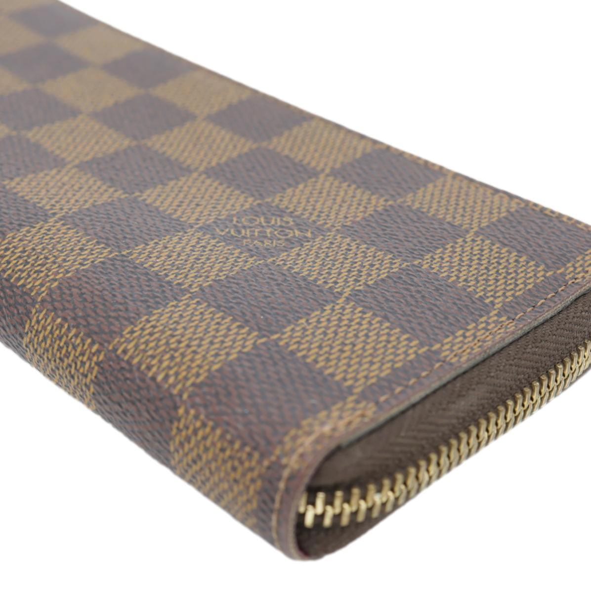 LOUIS VUITTON Clemence Damier Ebene Zippy Wallet Brown