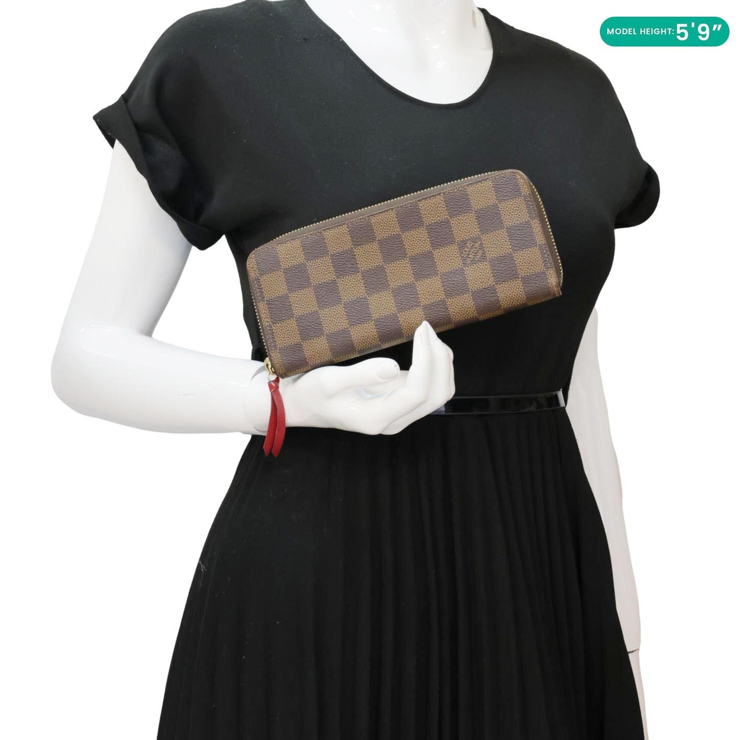 LOUIS VUITTON Clemence Damier Ebene Zippy Wallet Brown
