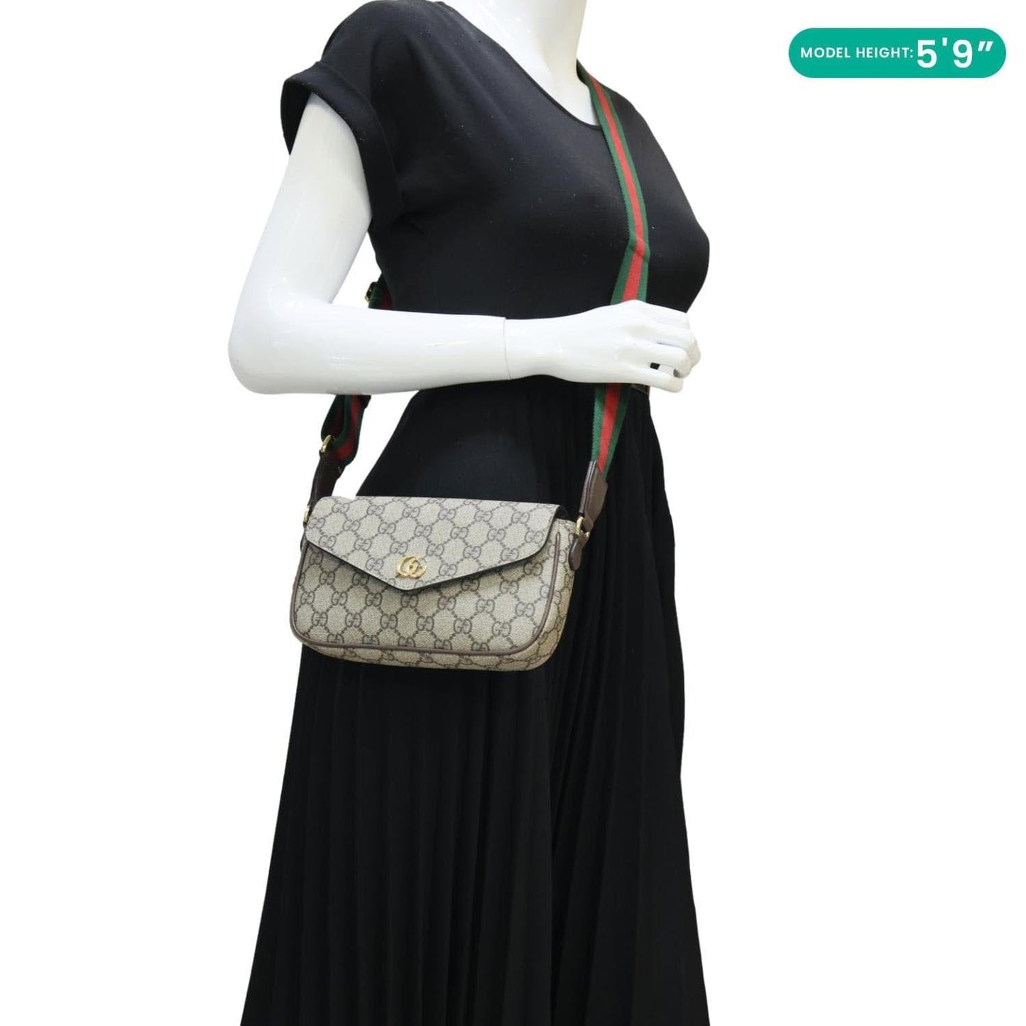 GUCCI Ophidia Pochette GG Supreme Canvas Shoulder Bag Beige 764961