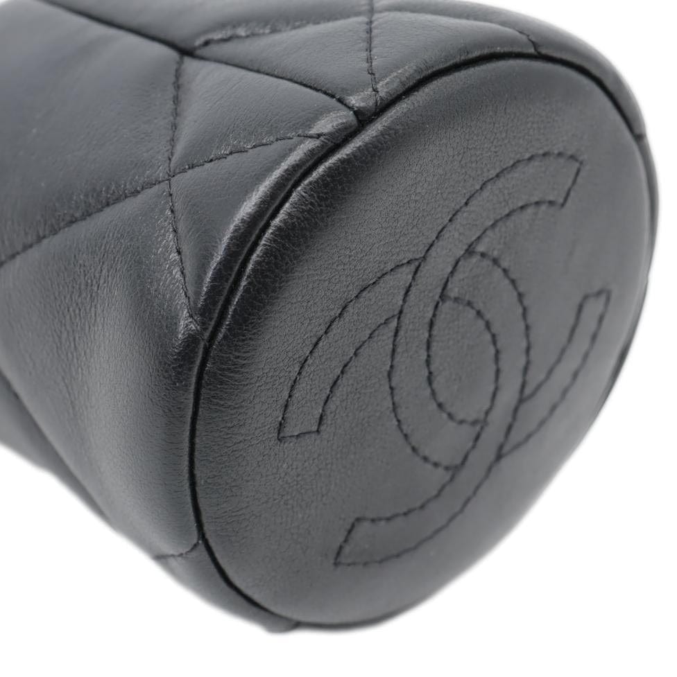 CHANEL Twist Your Buttons Quilted Calfskin Leather Drawstring Bucket Bag Black