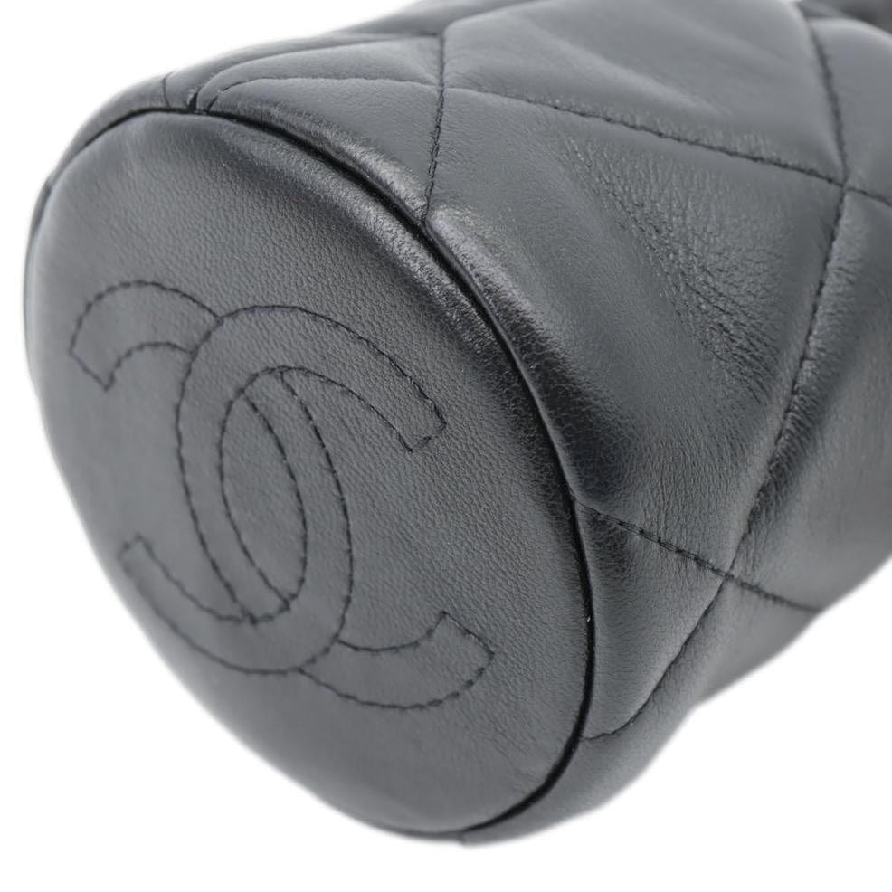 CHANEL Twist Your Buttons Quilted Calfskin Leather Drawstring Bucket Bag Black