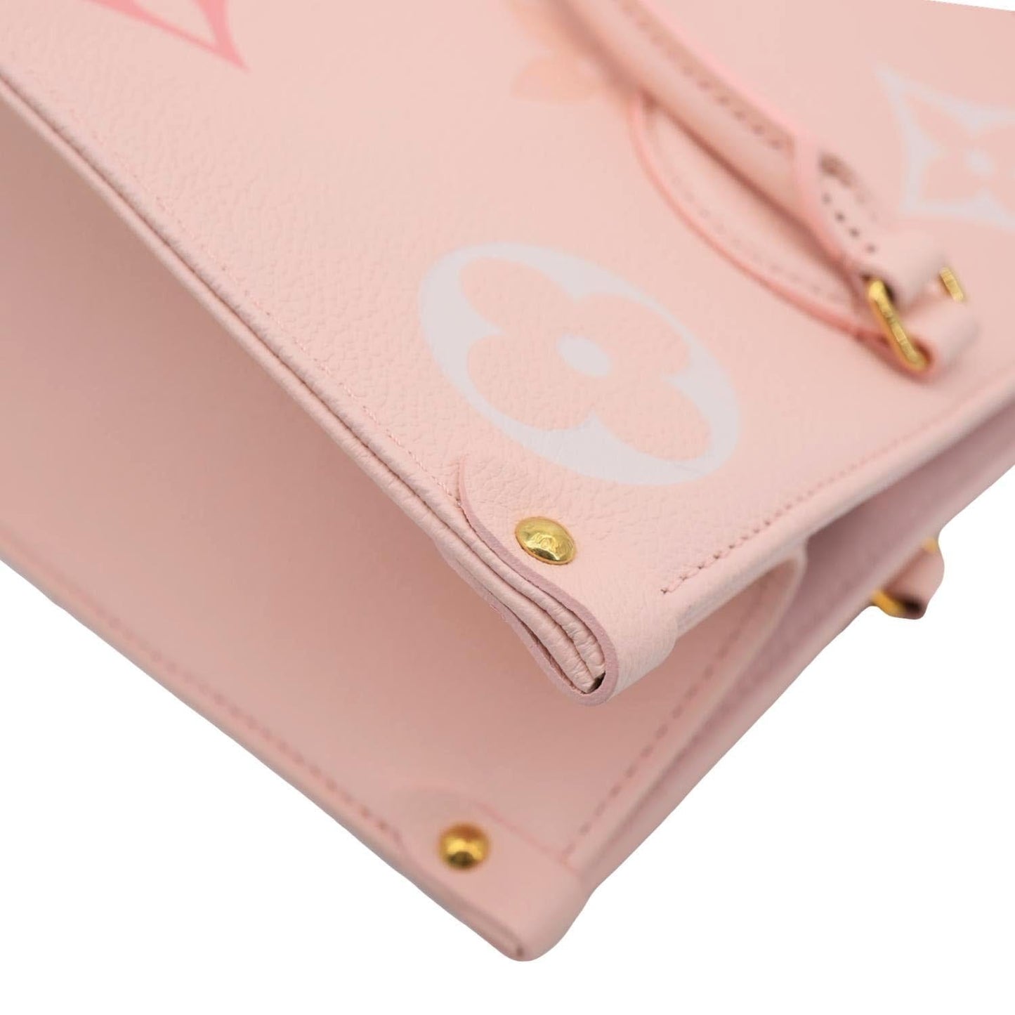 LOUIS VUITTON Onthego MM Giant Monogram Empreinte Leather Tote Bag Pink