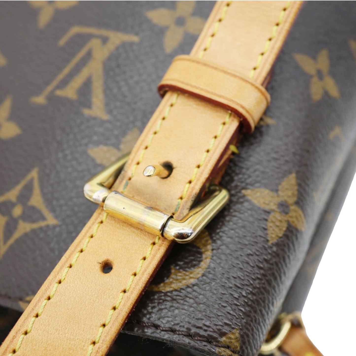 LOUIS VUITTON Voltaire Monogram Canvas Shoulder Bag Brown