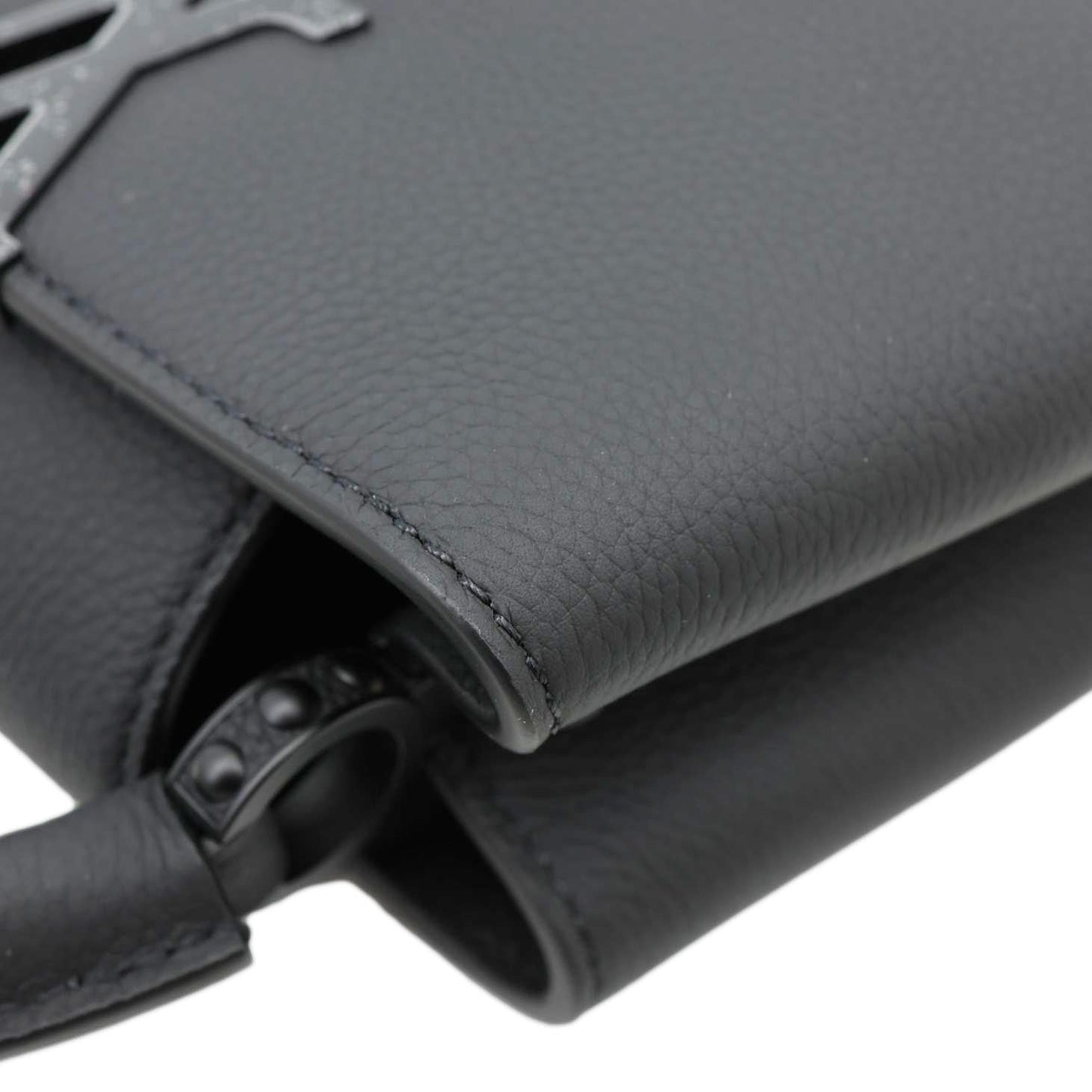 LOUIS VUITTON Capucines East-West Mini Matte Taurillon Leather Crossbody Bag Black