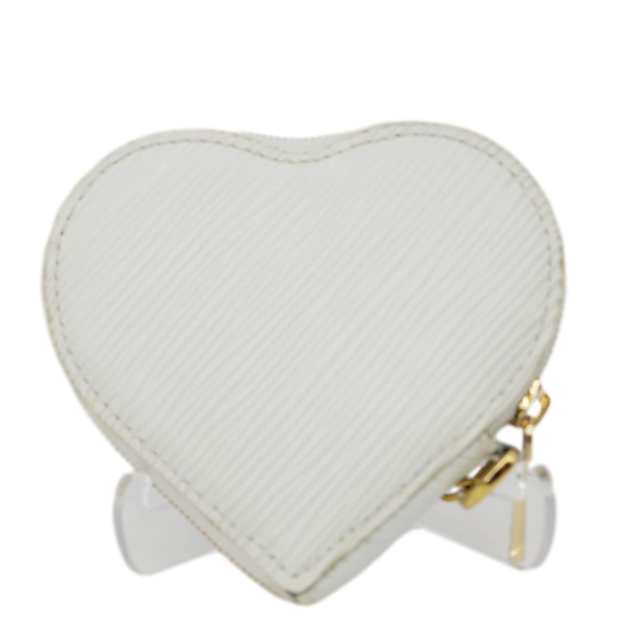 LOUIS VUITTON Love Lock Heart Epi Leather Coin Pouch White